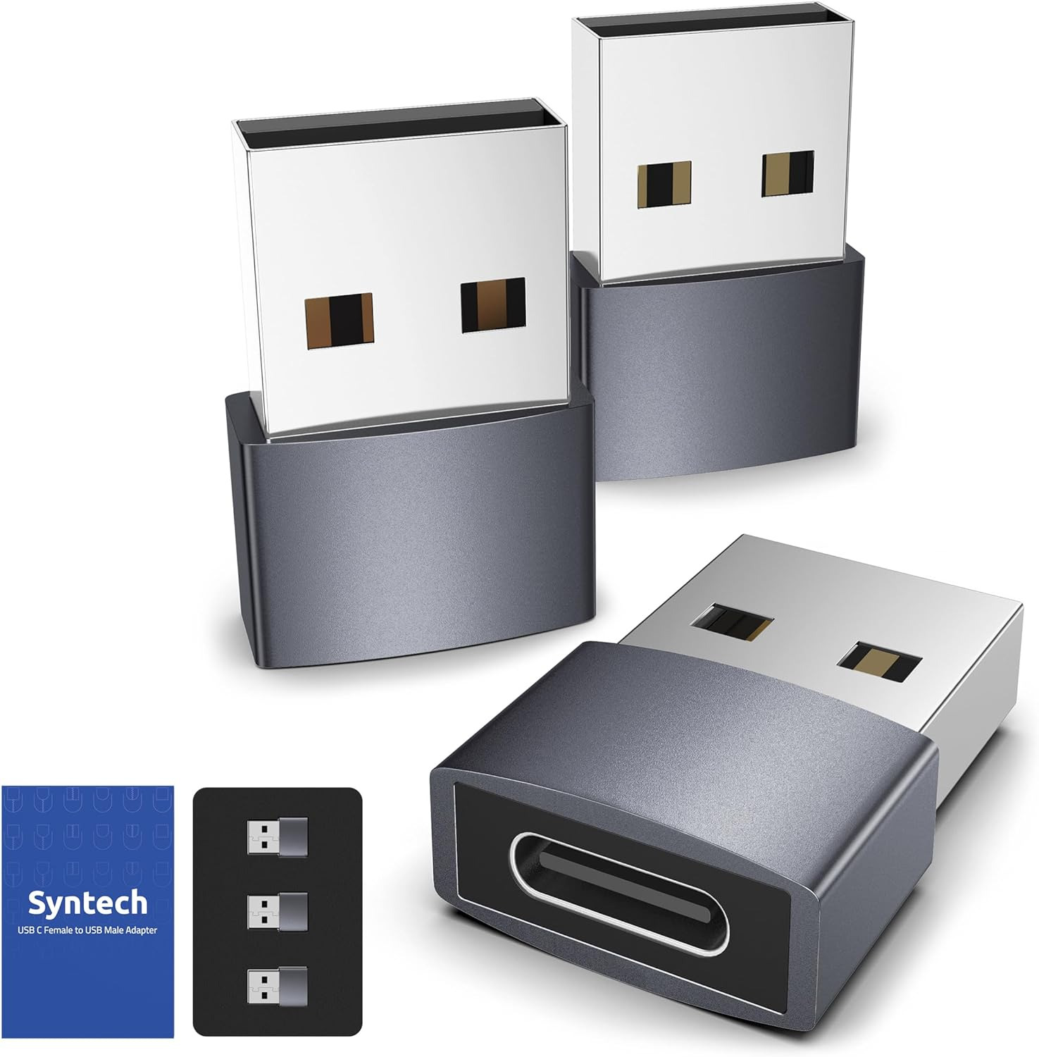 Syntech USB C Female to USB Male Adapter Pack of 3 [Travel Storage, Charger Adap