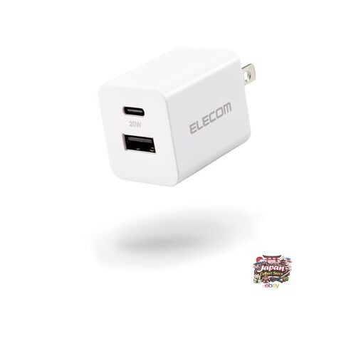 NEW ELECOM Charger AC Outlet USB-C to USB-A 2-Port 20W PD Compatible Foldable