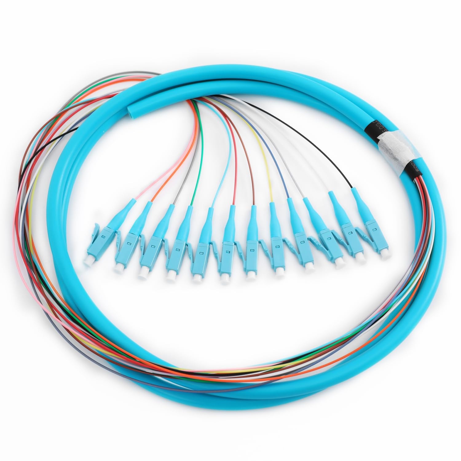 12 Strand LCOM3 Multimode OM3/OM4 50/125 LCUPC Fiber Optic Pigtail 1.5 Meter