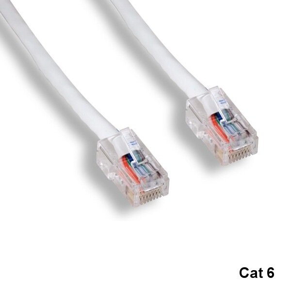 KNTK White 100ft Cat6 UTP NonBooted Ethernet Patch Cable 24AWG 550MHz Networking