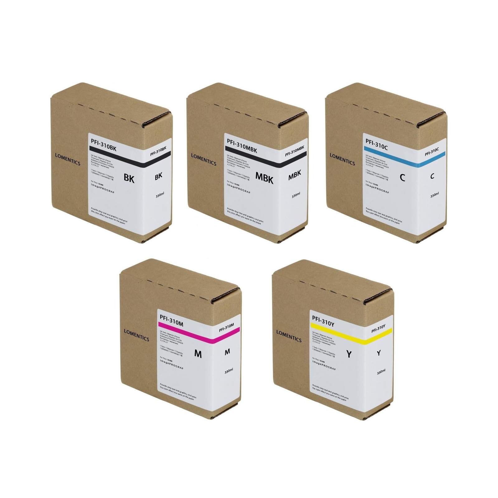 PFI-310 Ink Tank 330ml (5-Pack, Matte Black, Cyan, Magenta, Yellow, Black) Lo...