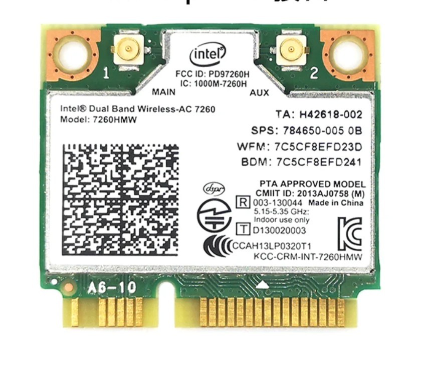 Intel 7260AC 7260HMW Mini PCIe WiFi BT4.0 Combo Card 867Mbps Dual Band 2.4G 5G