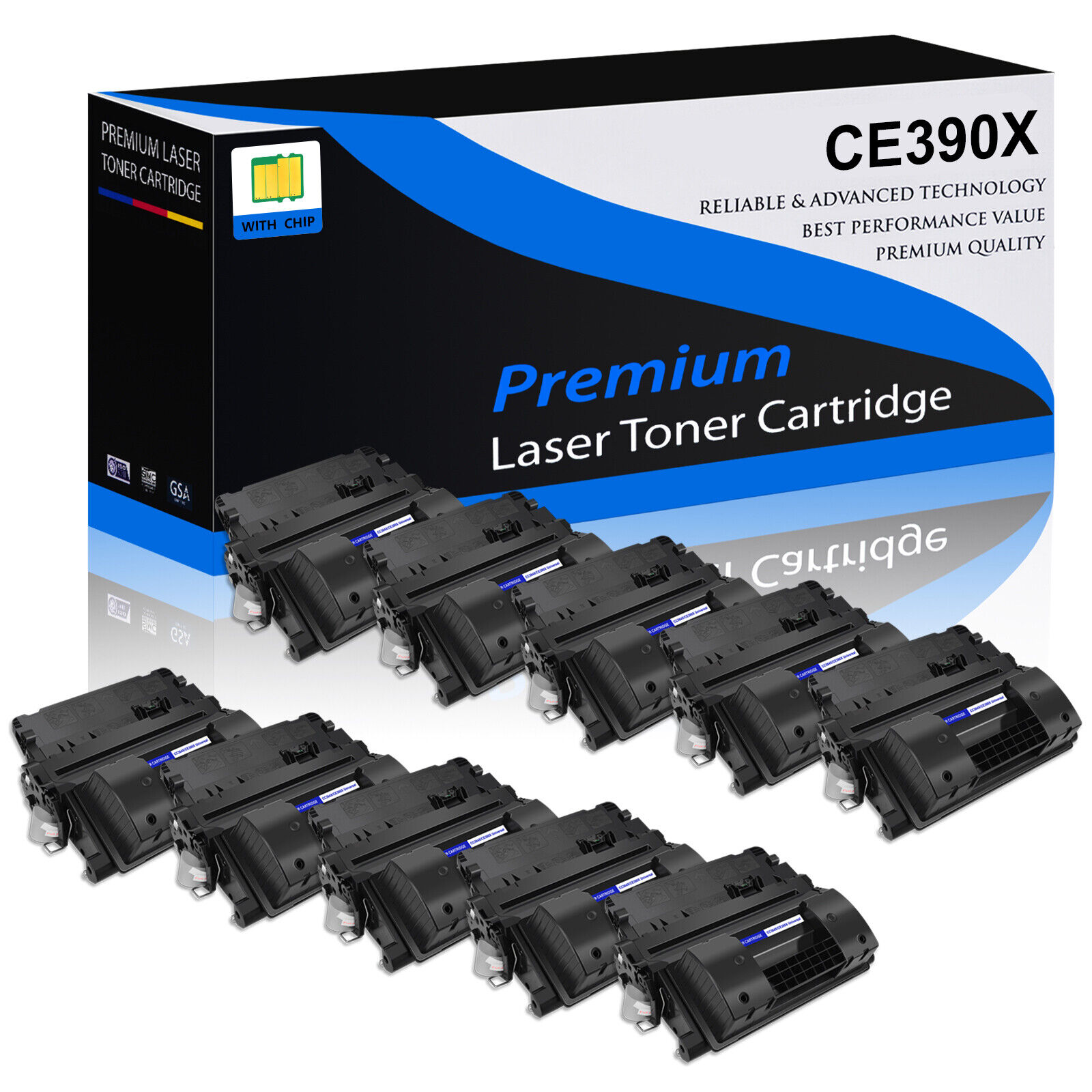 10PK CE390X 90X Toner Cartridge for HP LaserJet M4555f M4555fskm M4555h Printer