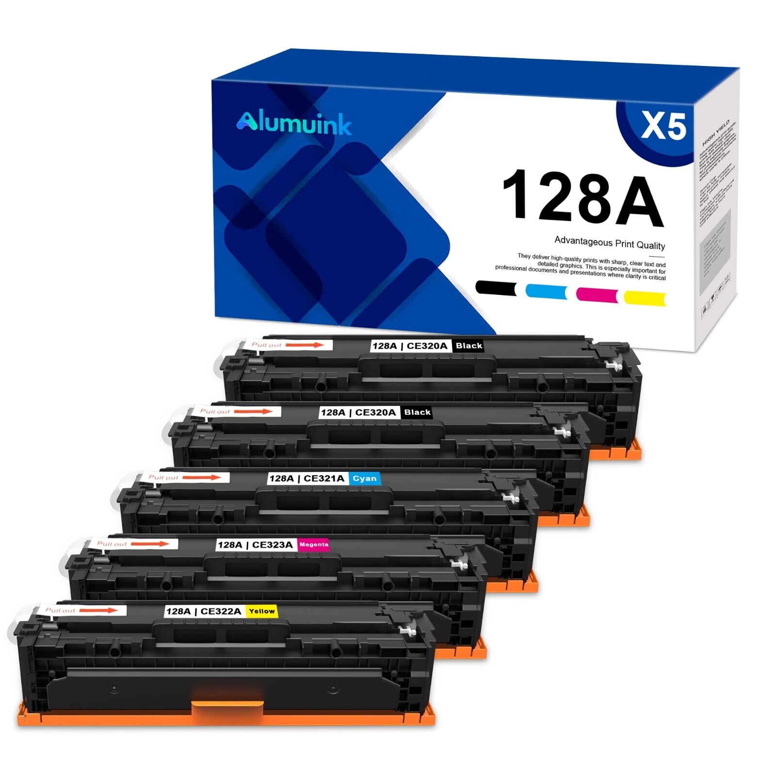 4-Pack High-yield 128A Toner Replacement for HP 128A Pro CM1415fn (2BK/1C/1M/1Y)
