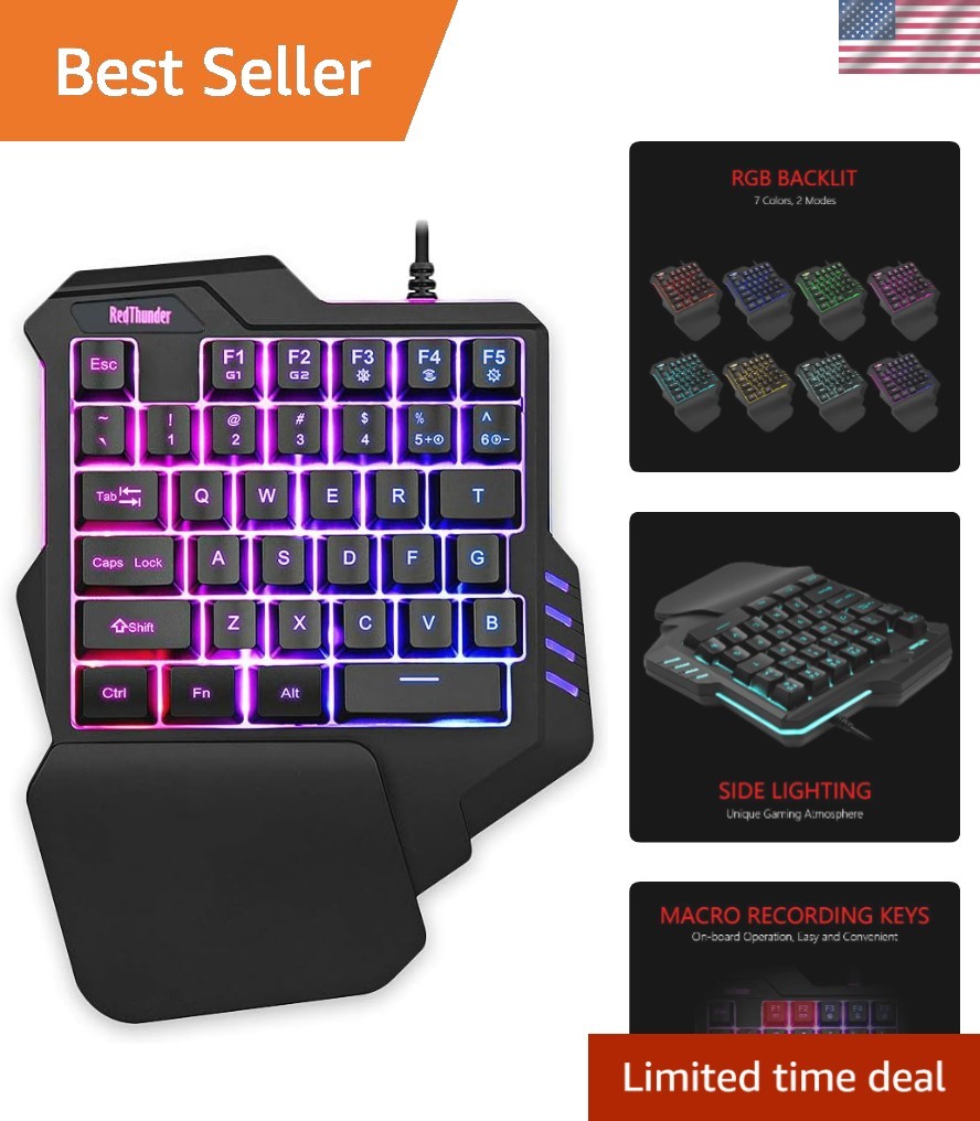 One Handed Gaming Keyboard RGB Backlit 35 Keys Portable Mini Gaming Keypad Er...