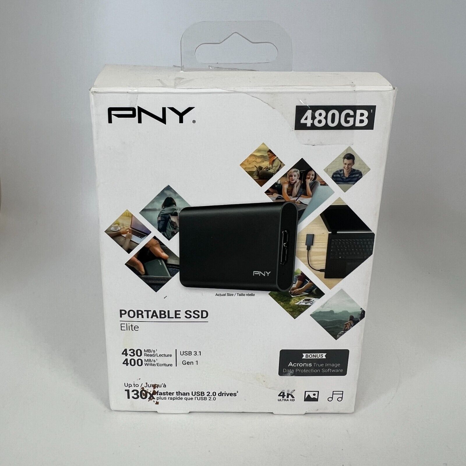 PNY Elite 480GB Portable SSD (PSD1CS1050480FFS)  External Hard Drive SSD USB 3.1