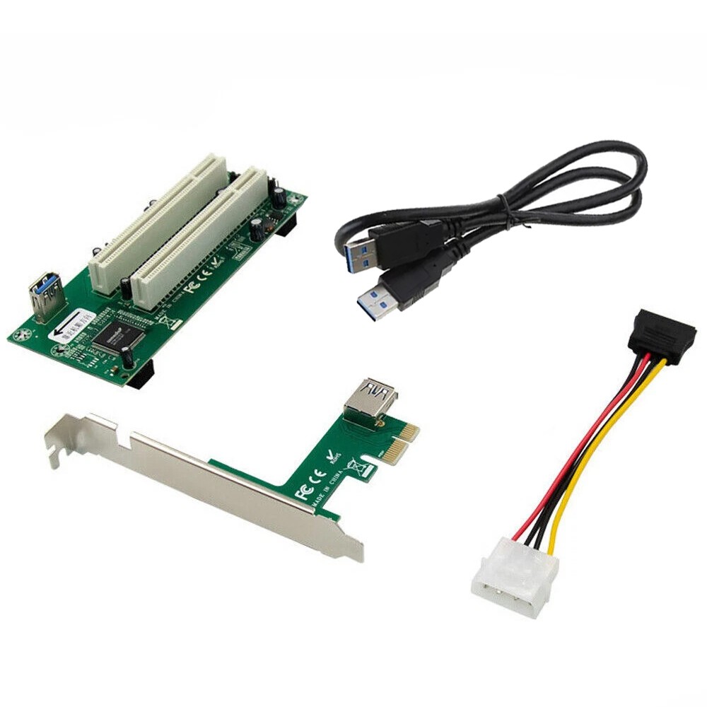 PCI Express PCI-e to Dual PCI Adapter Card PCIE PCI Slot Expansion Riser Card