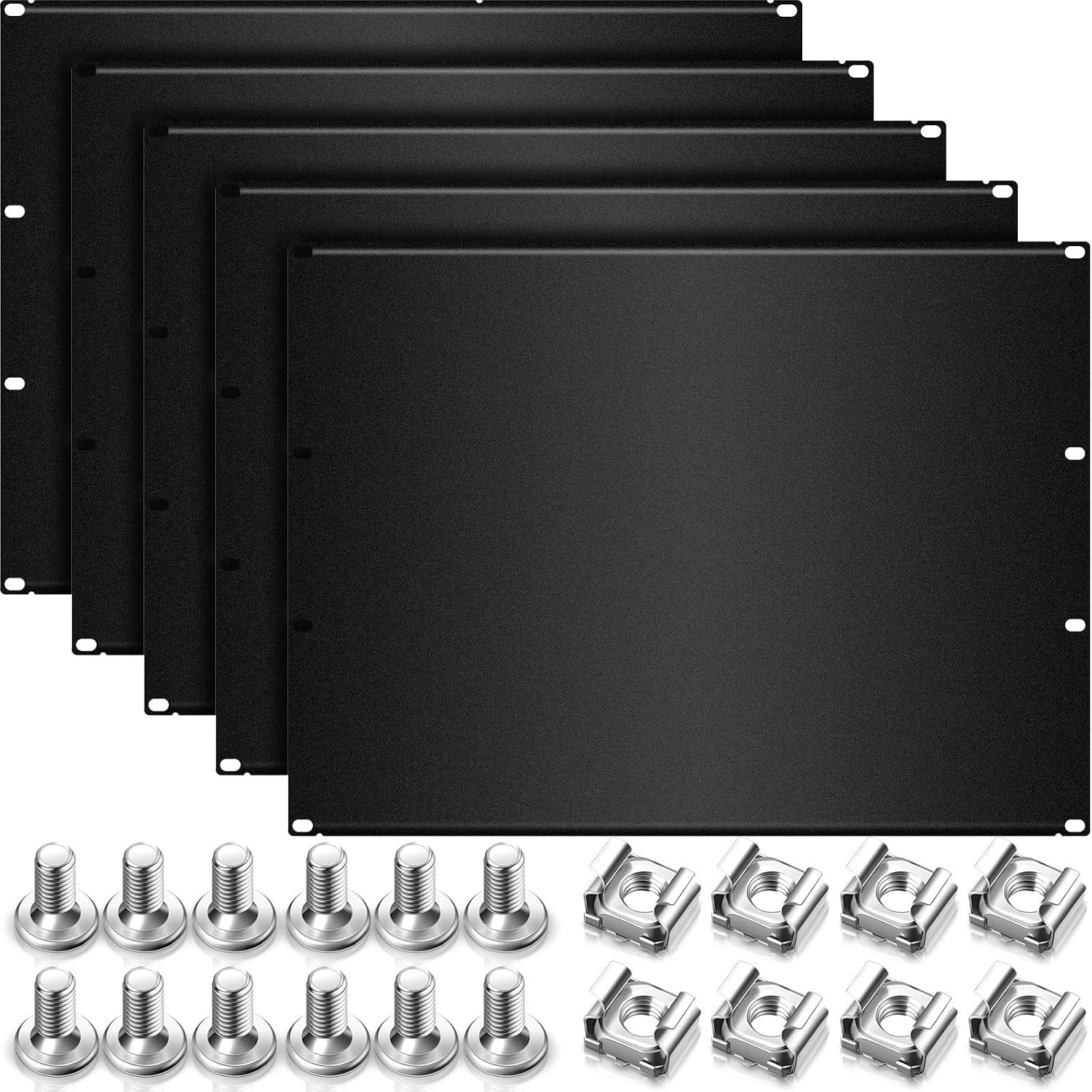 2 Pcs 8U Blank Rack Mount Panel Spacer Metal Blank Panel Black Server Rack