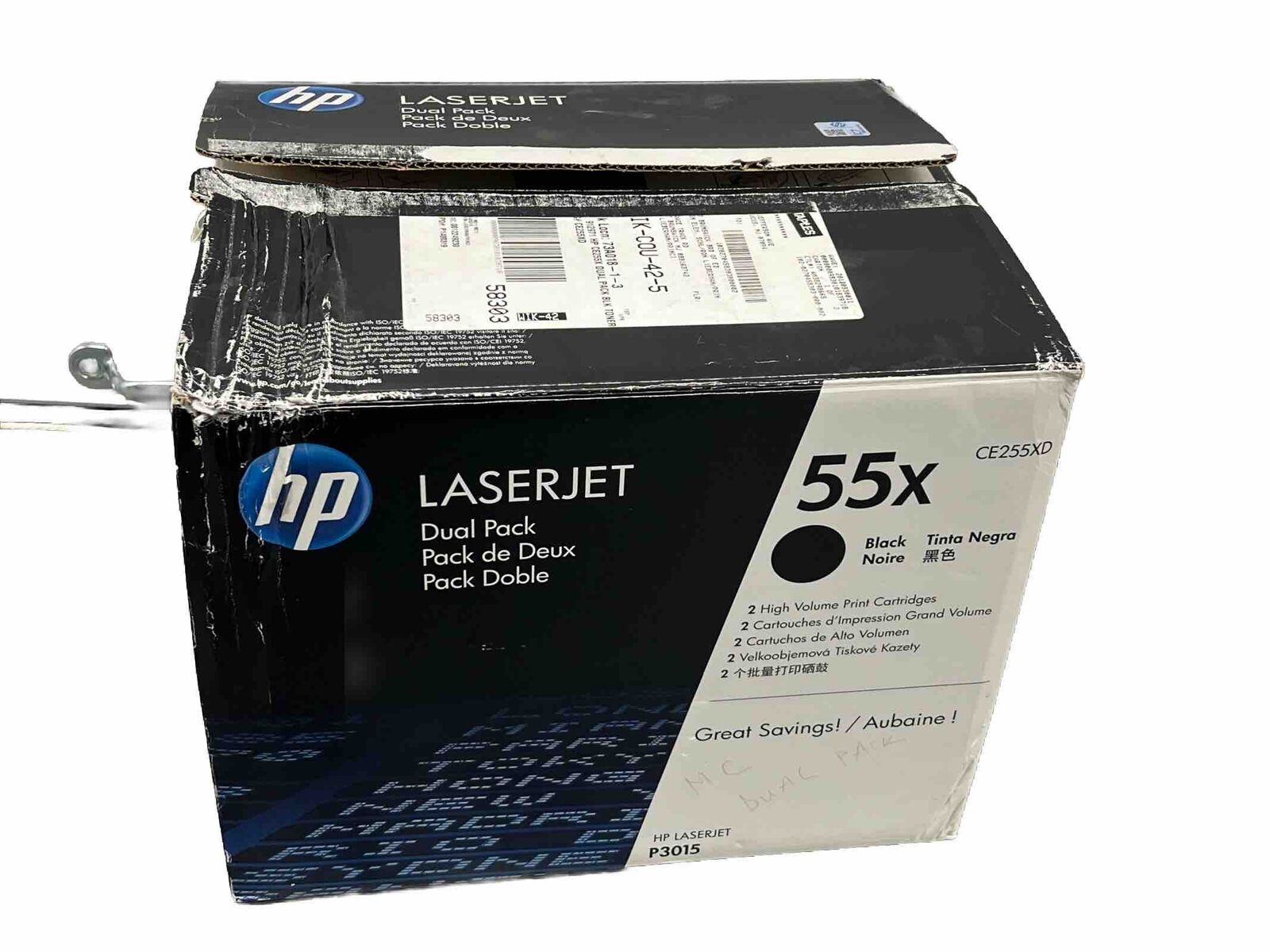New Open Box Genuine OEM HP CE255XD Black Toner  3 Pack 55X P3015 1B23N1bN