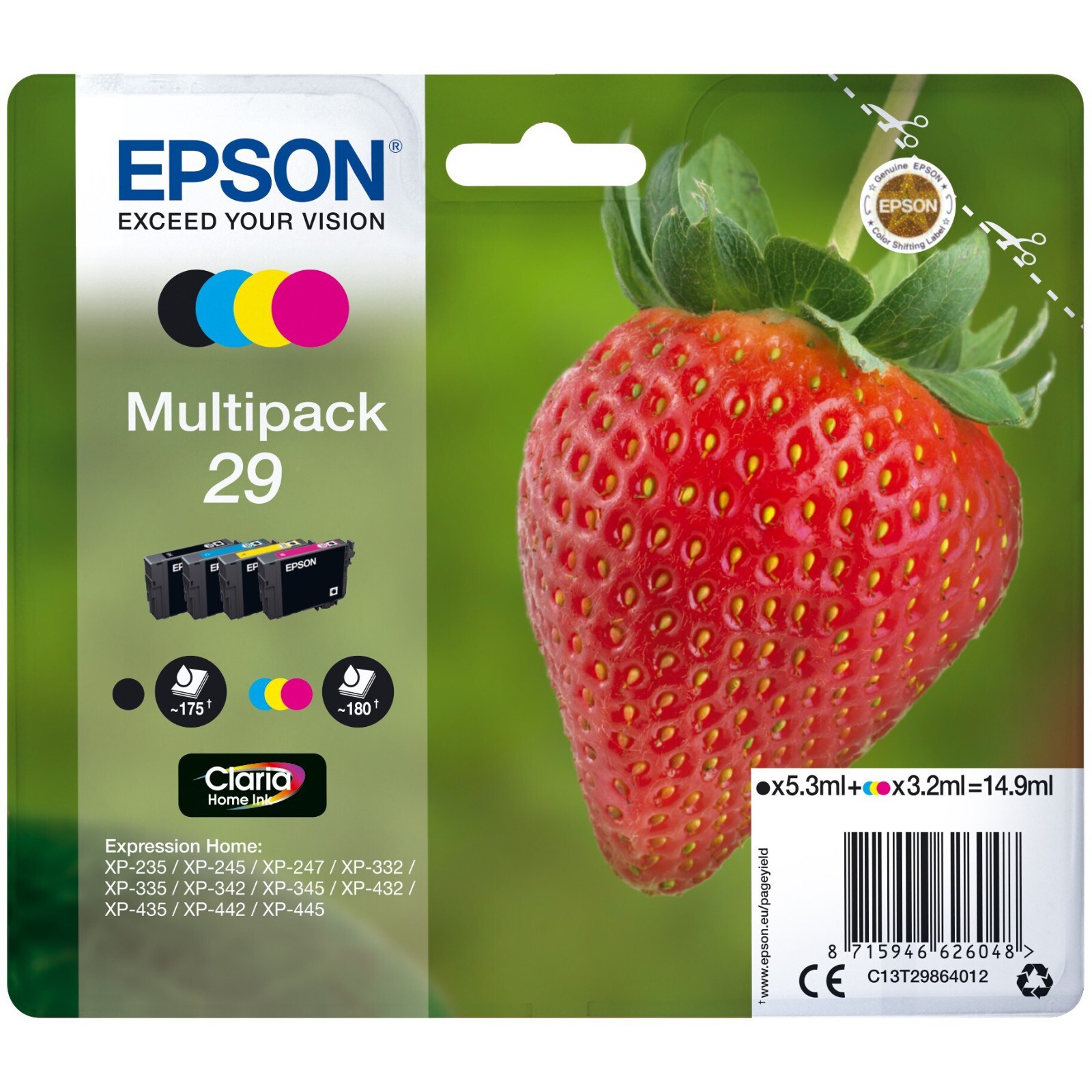 Epson C13T29864022 Multipack 29 Inkjet Cartridge - Cyan/Magenta/Yellow/Black
