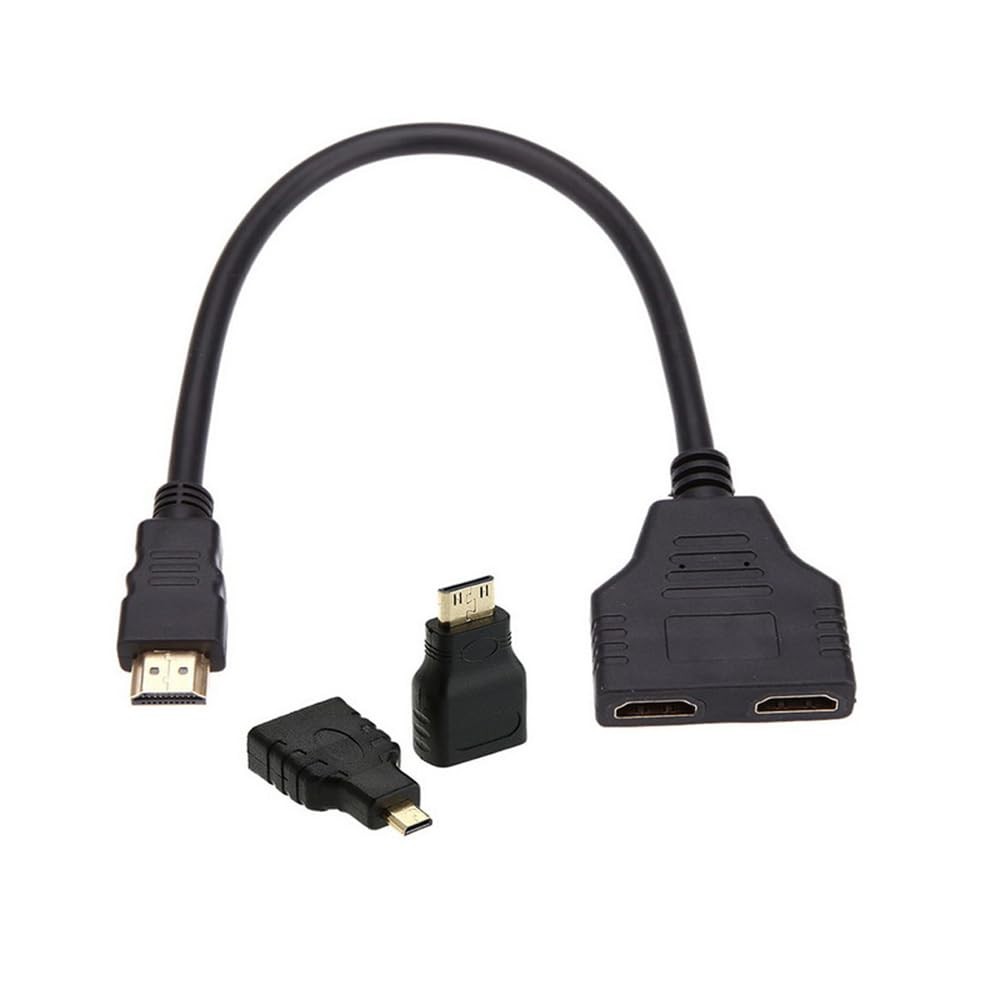 HDMI to Dual HDMI Female Y Splitter Switch Extension Adapter Cable with Micro...