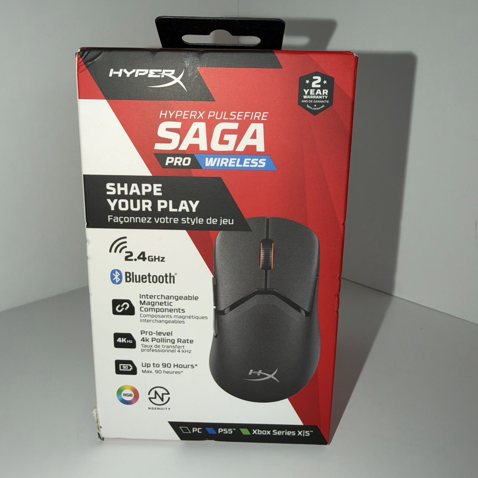 HyperX Pulsefire Saga Pro Wireless Mouse - Black A2PB2AA Multi-Platform - NEW E4