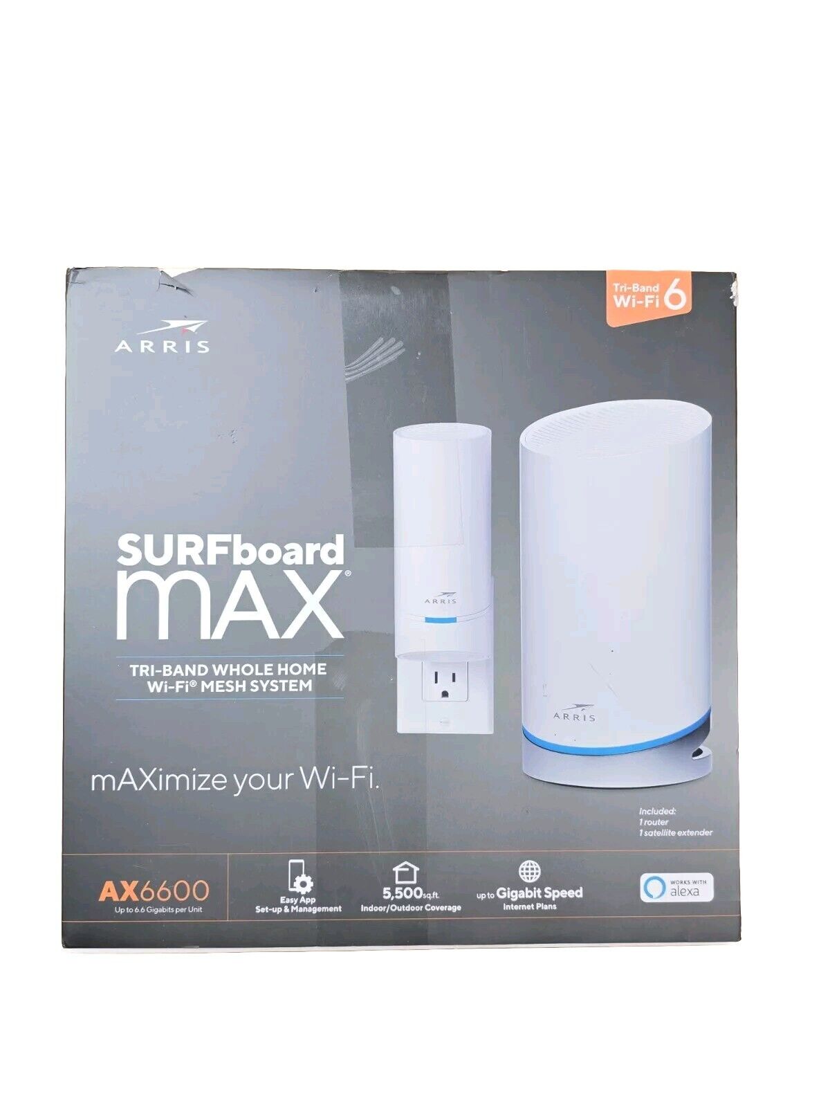 Arris Surfboard mAX W122 Mesh WiFi 6 System Router and Extender  AX6600