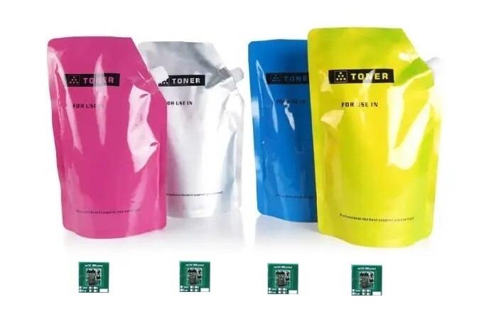 4 BULK TONER REFILL FOR  XEROX DOCUCOLOR 240 242 250 252  (C-Y-M-K) + 4 CHIPS