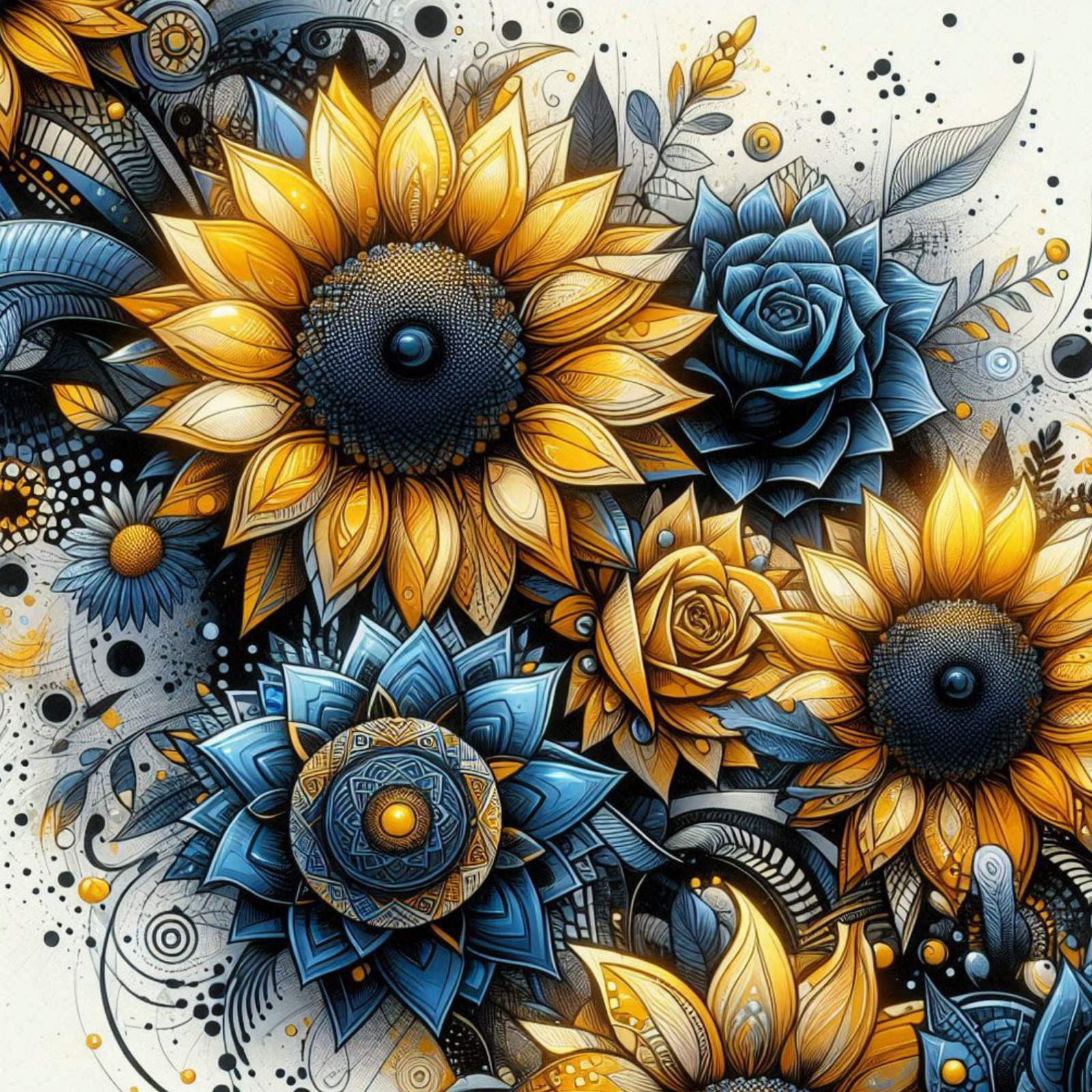 Lots Of Sun Flowers Floral Art Mouse Pad Mousepad Art Painting Print Gardens