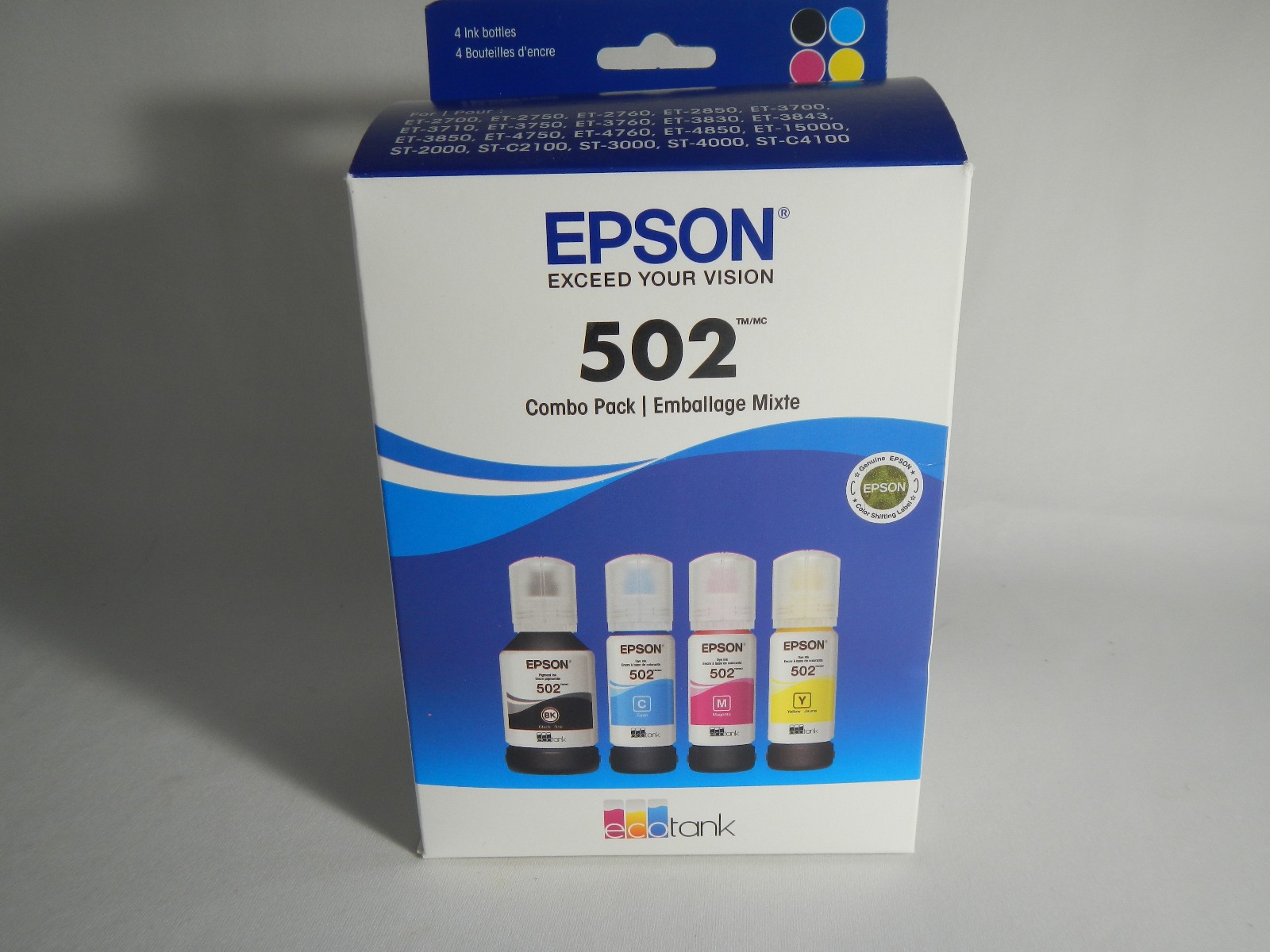NIB Genuine Epson 502 Ink Combo Pack ECO-TANK ET-2850 3850 4850 Printers-OEM-4PK