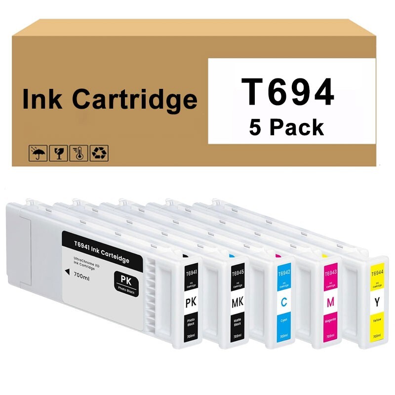 5Pack T694 T6941 700ML Ink Cartridge for SureColor T3000 T3270 T5000 T5270 T7000