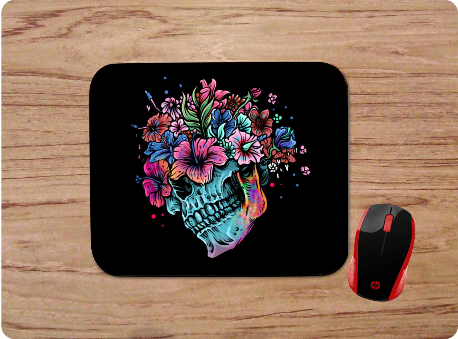 SUGAR SKULL INSPIRED FLORAL DESIGN CUSTOM MOUSE MOUSE PAD HOME OFFICE DECOR