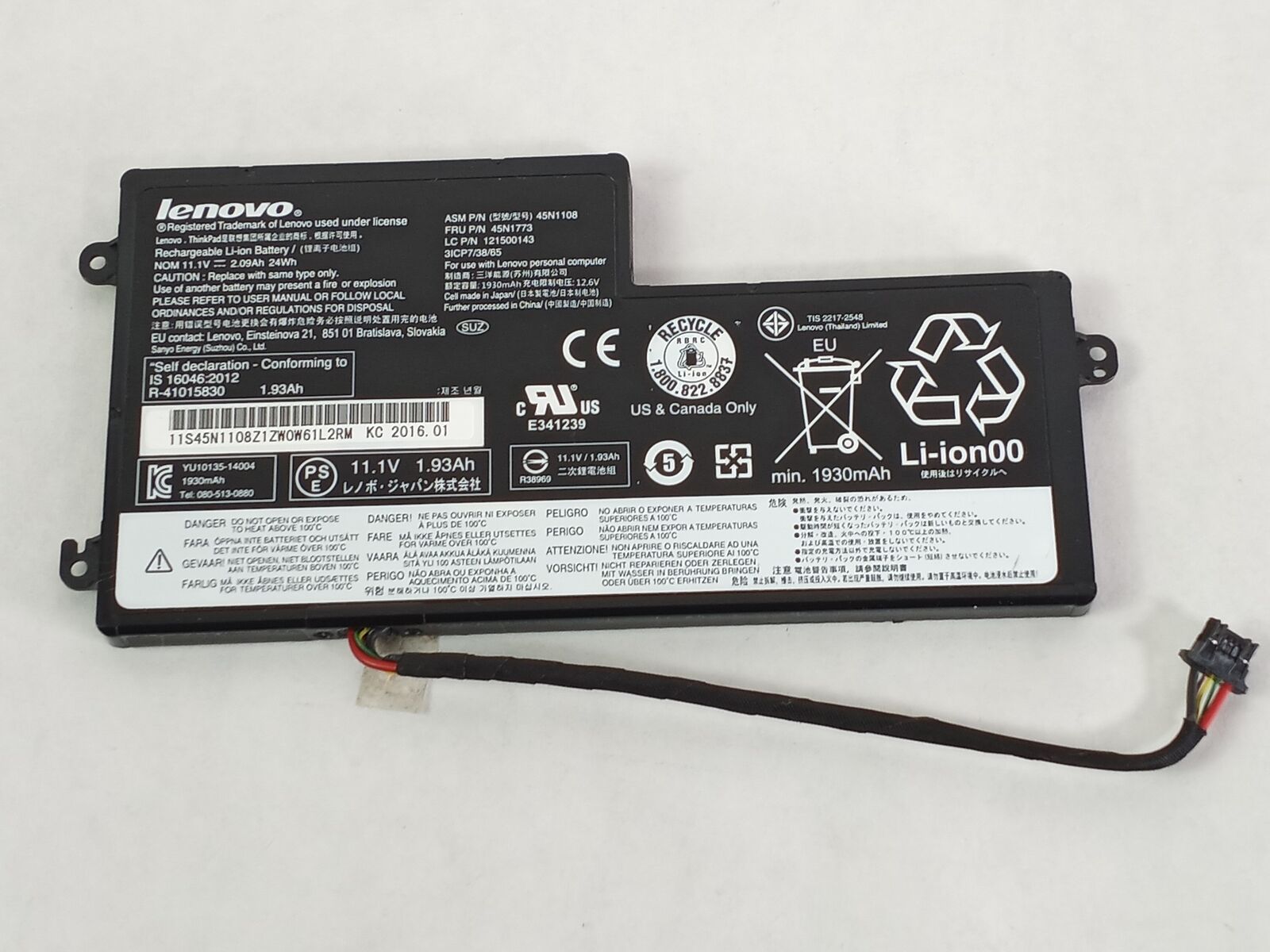 Lot of 10 Lenovo 45N1773 3 Cell 2090mAh Laptop Battery for ThinkPad X270 / T460
