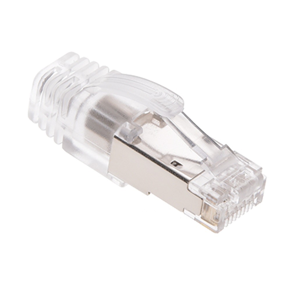 15 Pack of RJ45 CAT8 Shielded Plug 50Micron 3prong with Clear Boot (20pack)