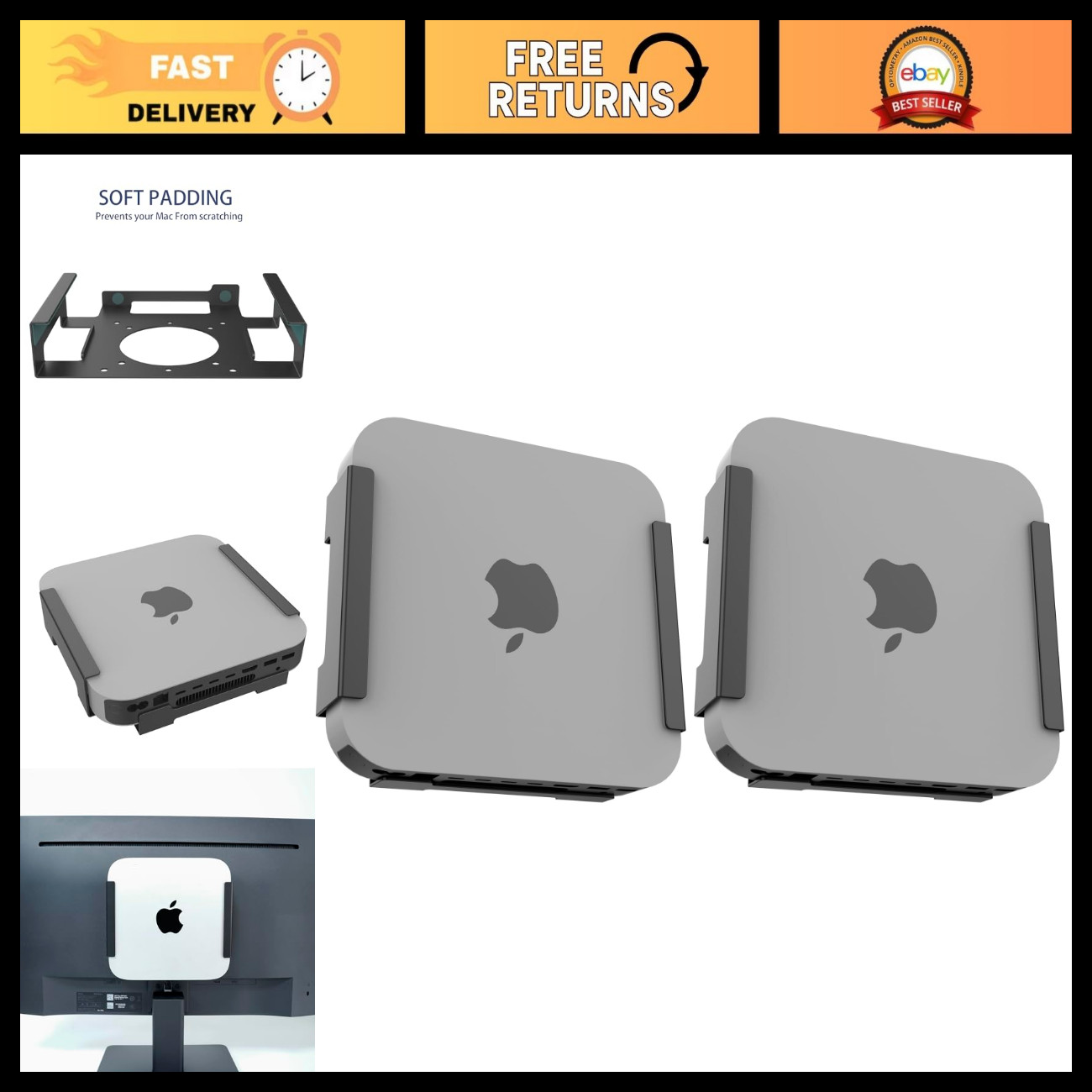 VESA Metal Mount for Mac Mini M1/M2 Pro - Under Desk/Monitor Bracket (2 Pack)