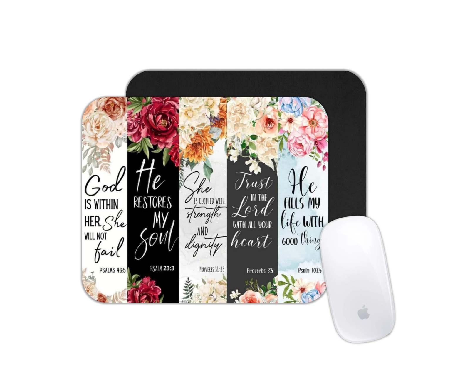 Bible Scripture Bookmarks Mouse Pad | Christian Desk Mat Gift for Faith Fans