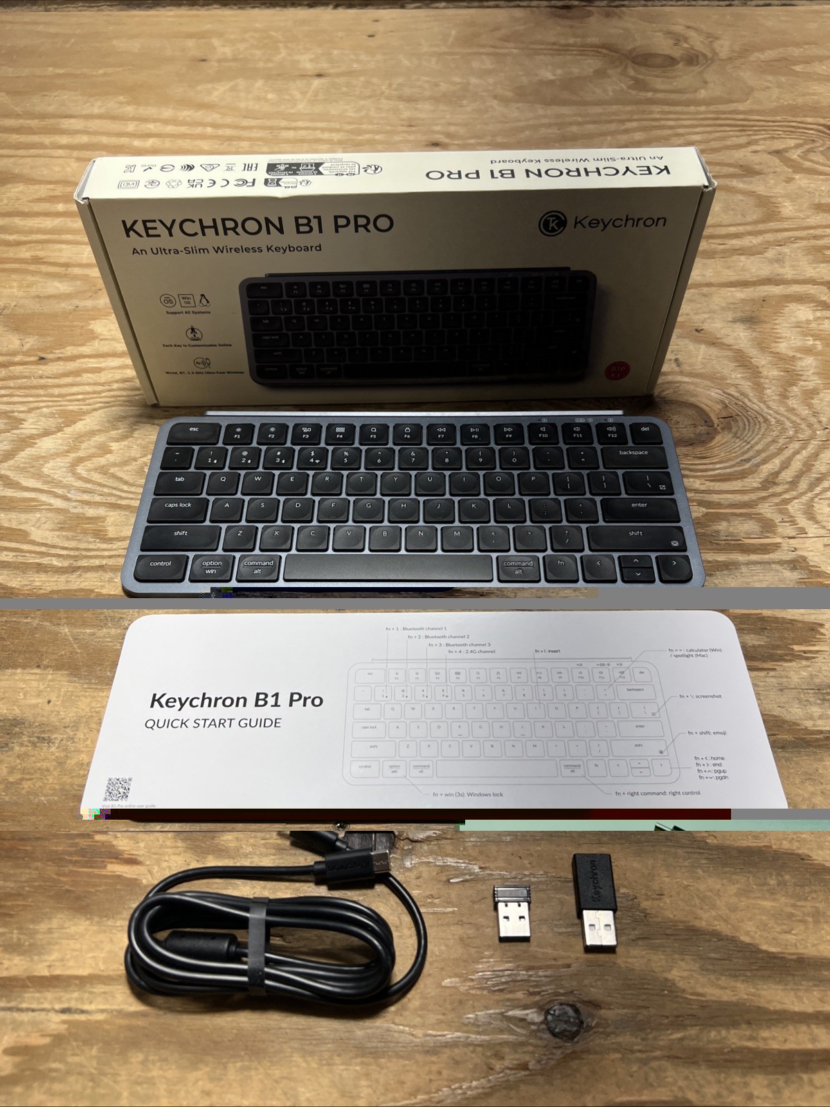 Keychron B1 Pro Wireless Keyboard Ultra-Slim 2.4G Bluetooth Space Gray B1P-K1