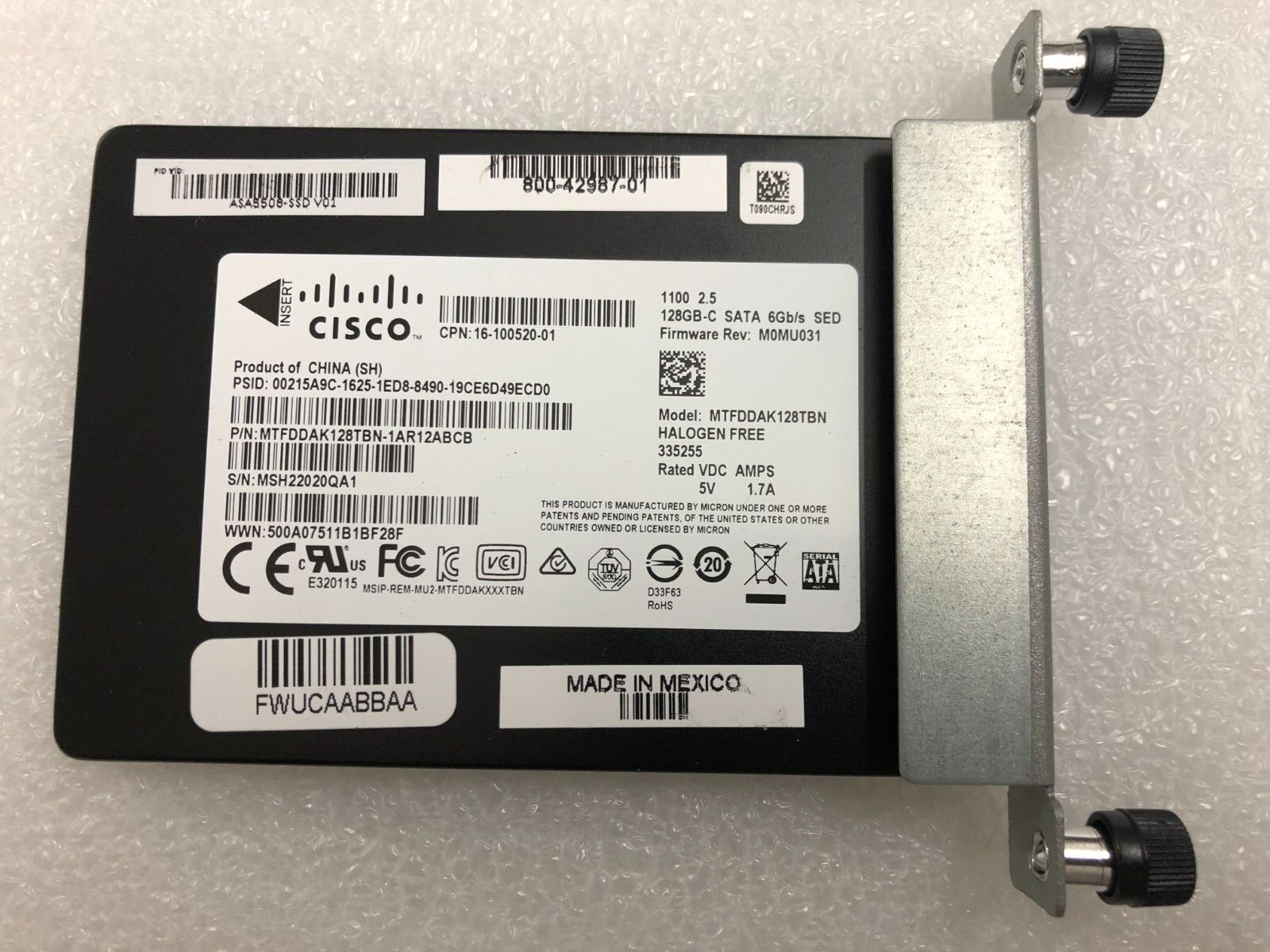 Lot (2) ASA5508-SSD I New Pulls Cisco ASA5508-X 128GB-C 2.5 SATA 6GB/S SSD