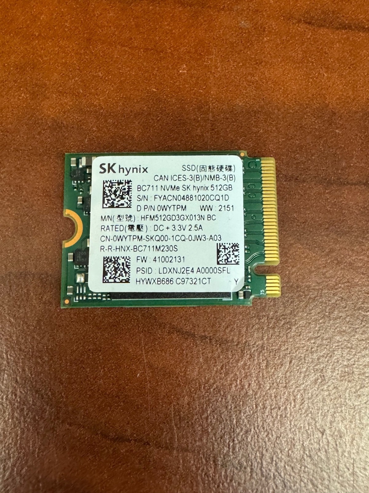 2x SK HYNIX 512GB M.2 PCIe Gen 3x4 NVMe SSD HFM512GD3GX013N BC