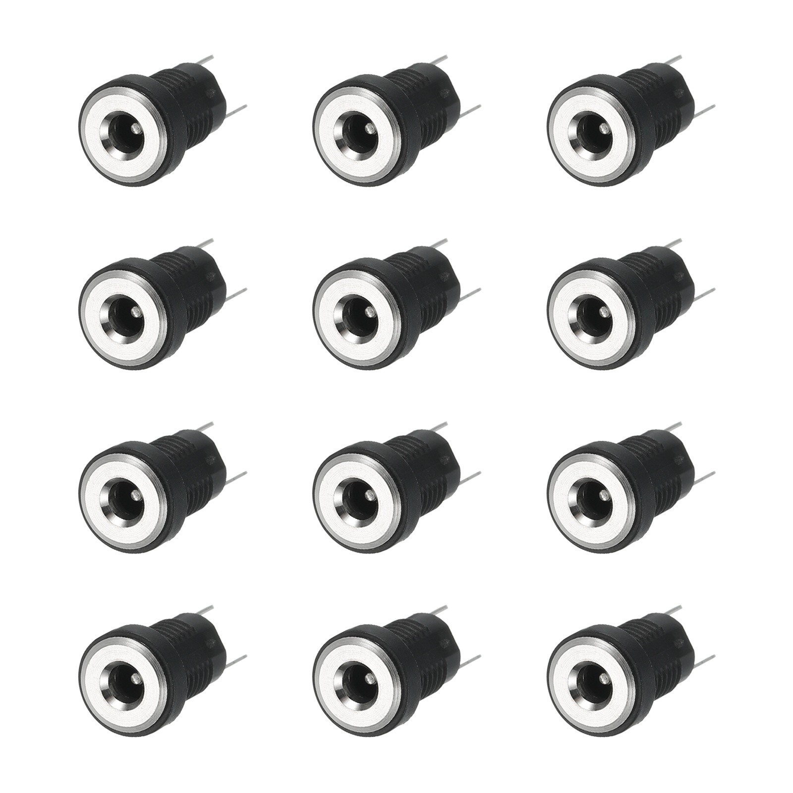 12pcs DC3513 Power Jack 30V 0.5A 10x10x18mm 2 Pin with Nut Washer Black