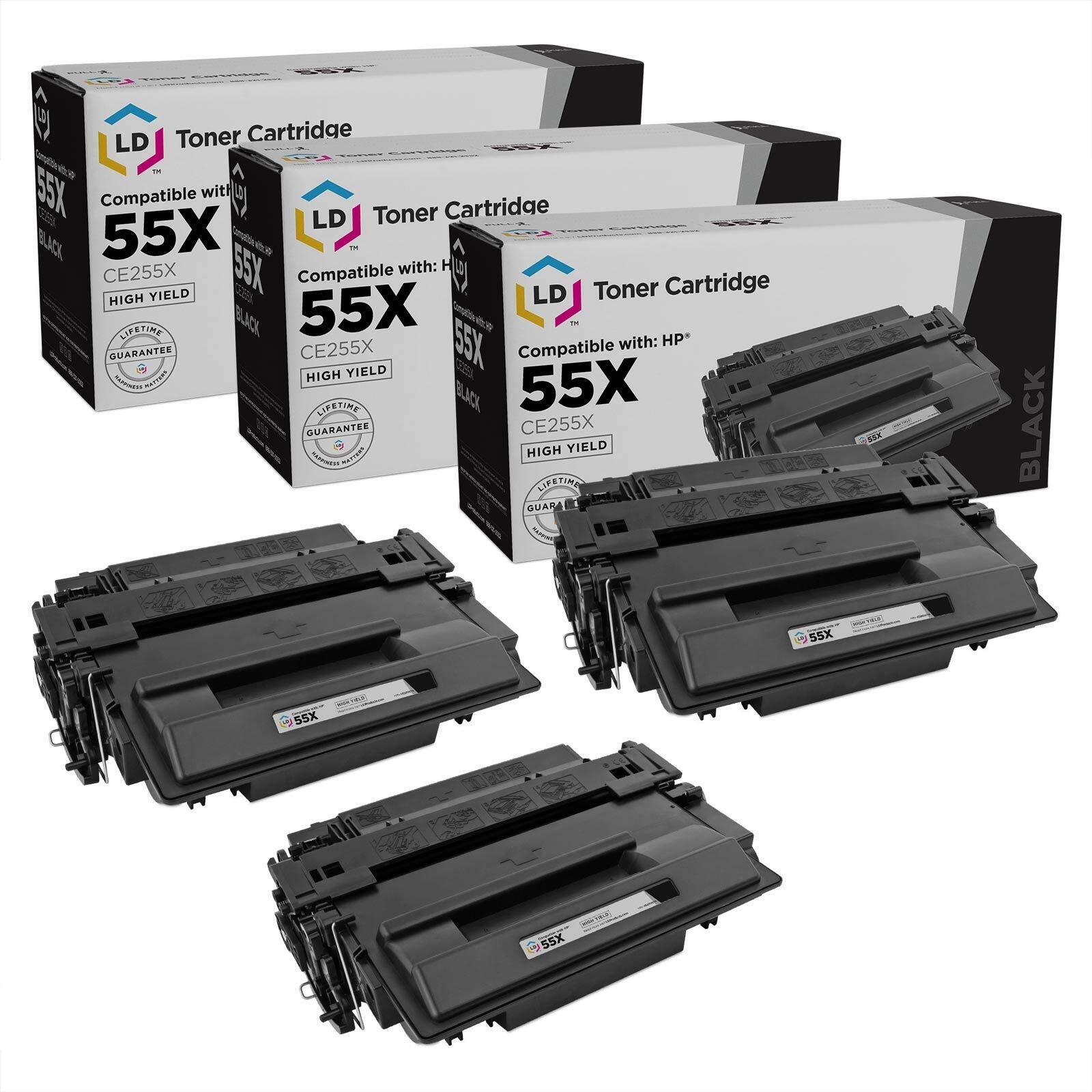 LD Compatible Replacements for HP CE255X / 55X 3 Set High Yield Toner Cartridges