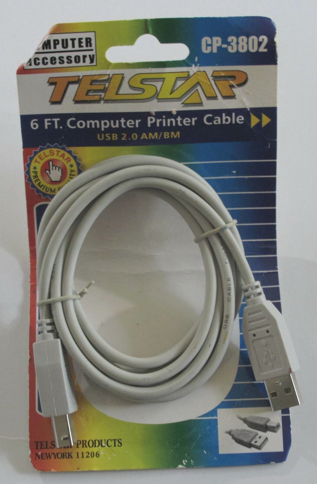 Telstar 6ft Computer Printer USB 2.0 Cable A to B Male