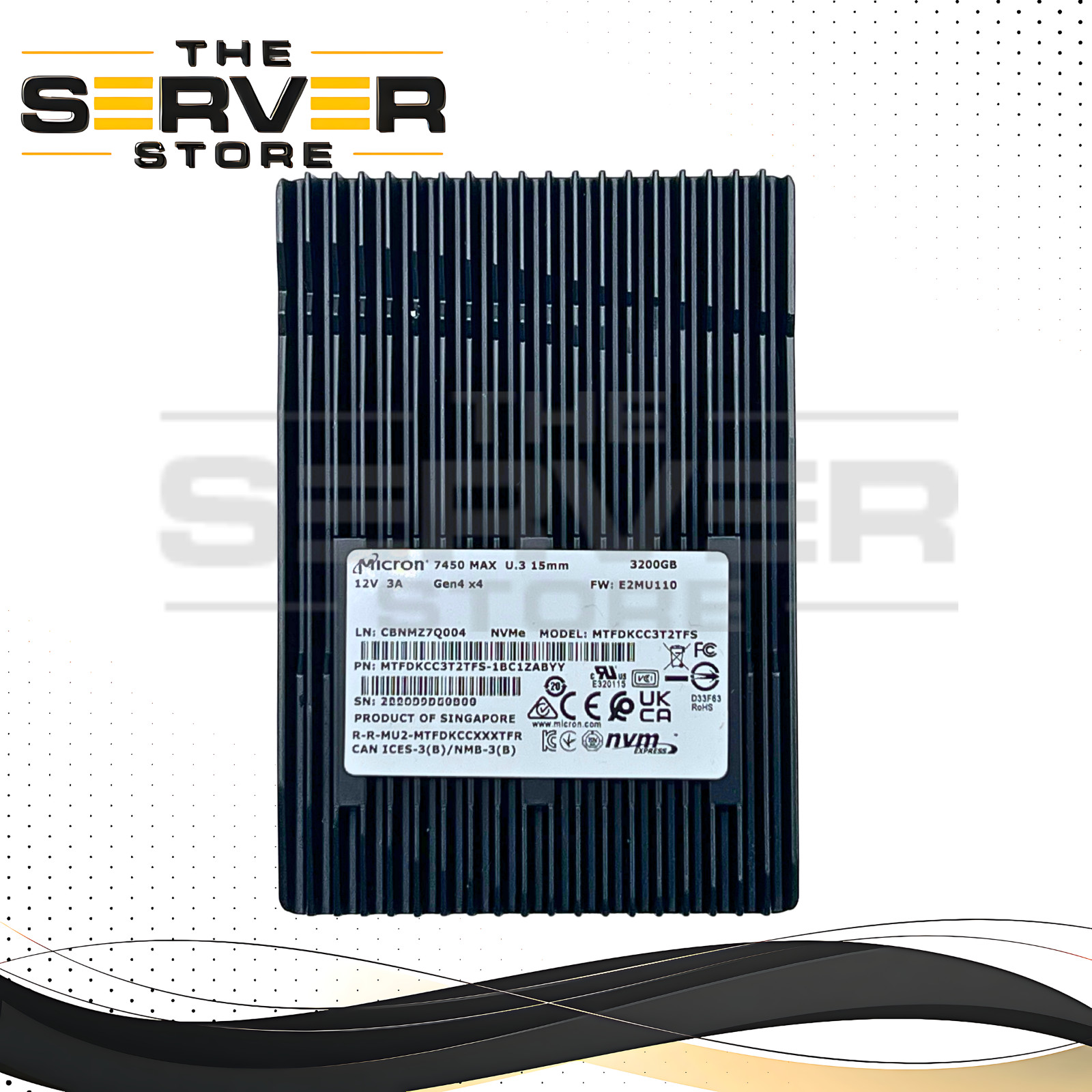 Micron 3.2TB NVMe U.3 PCIe Gen 4.0 x4 SFF 2.5" SSD 7450 MAX Series MTFDKCC3T2TFS
