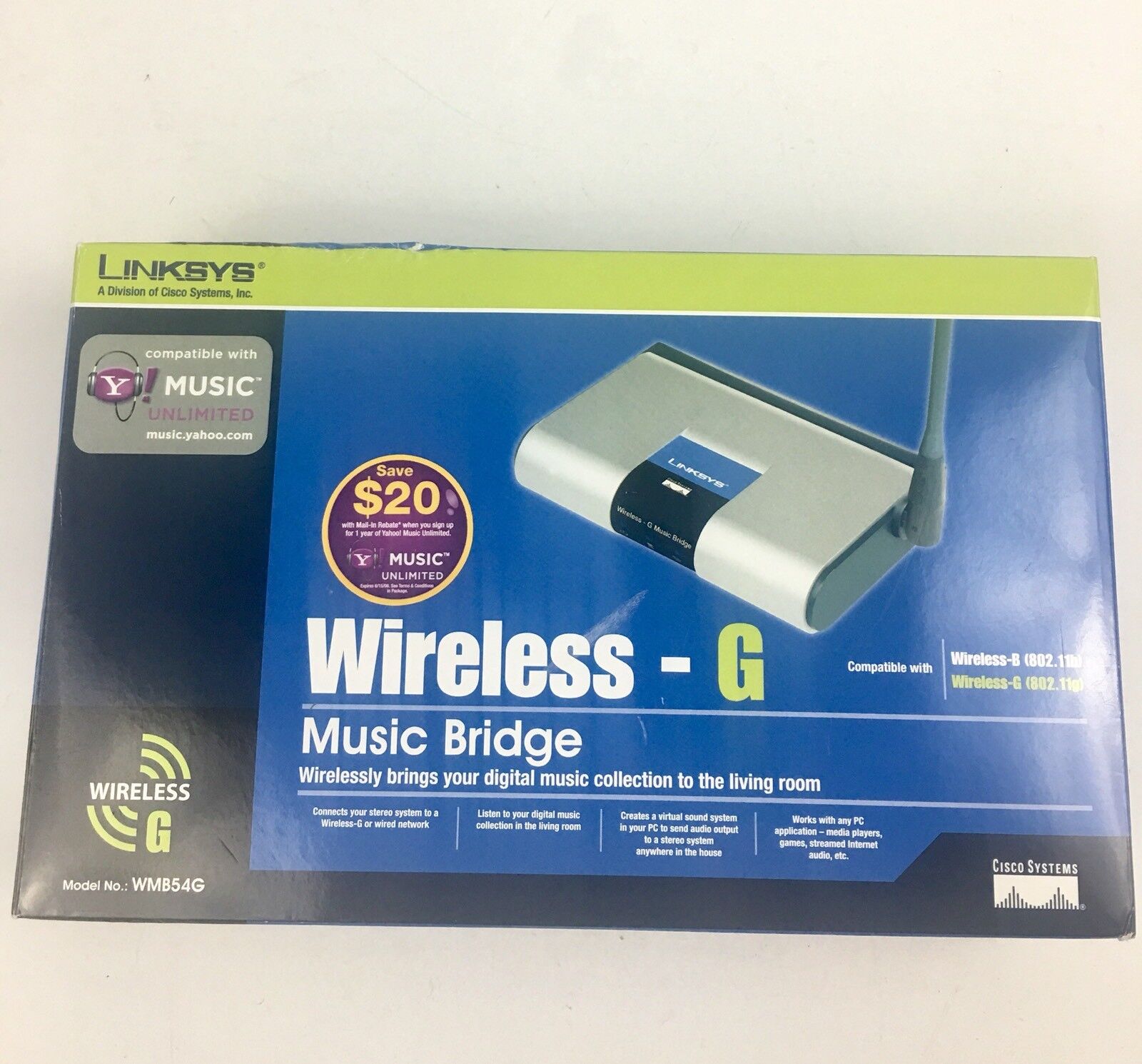 Linksys Wireless-G Wireless Bridge made Cisco Systens WMB54G- Brand new open box