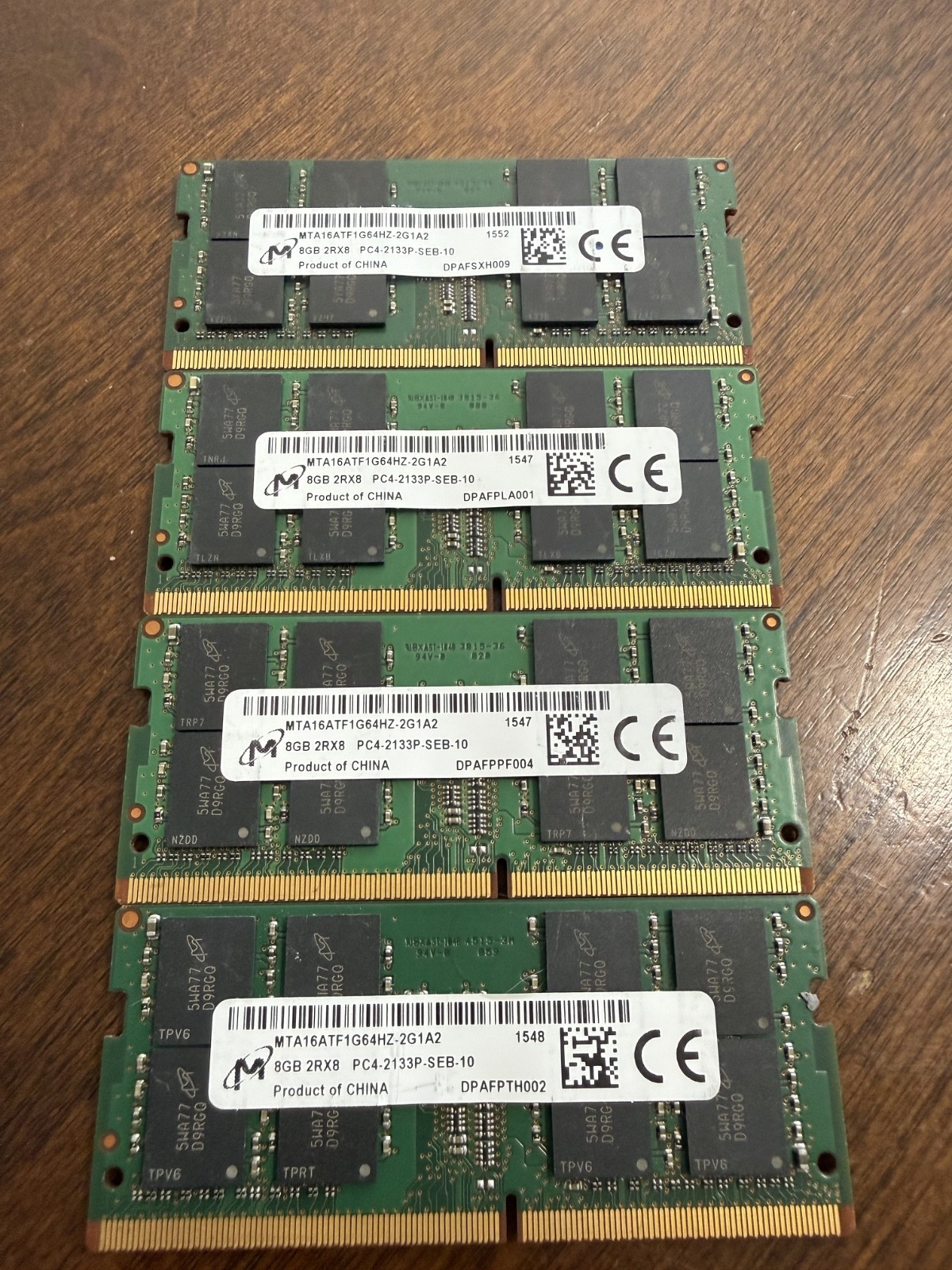 LOT of 4 Micron 8GB 2Rx8 PC4-2133P SODIMM Laptop RAM Memory