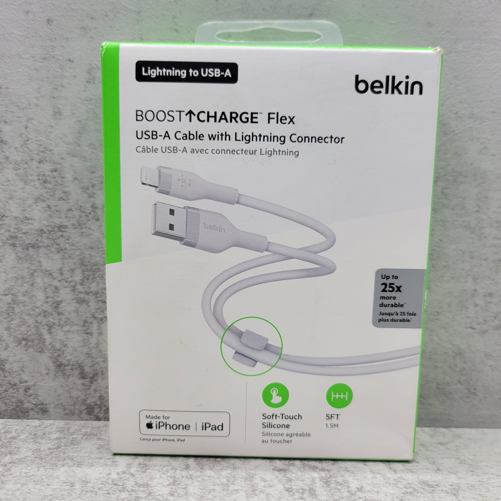 Belkin 5FT Boost Charge Flex YSB-A Cable with Lightning - White (CAY005bt05SL)™