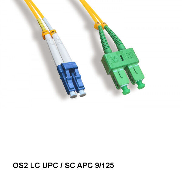 LOT10 1 Meter LC UPC/ SC APC OS2 9 /125 Duplex Single-Mode Fiber Optic Cable