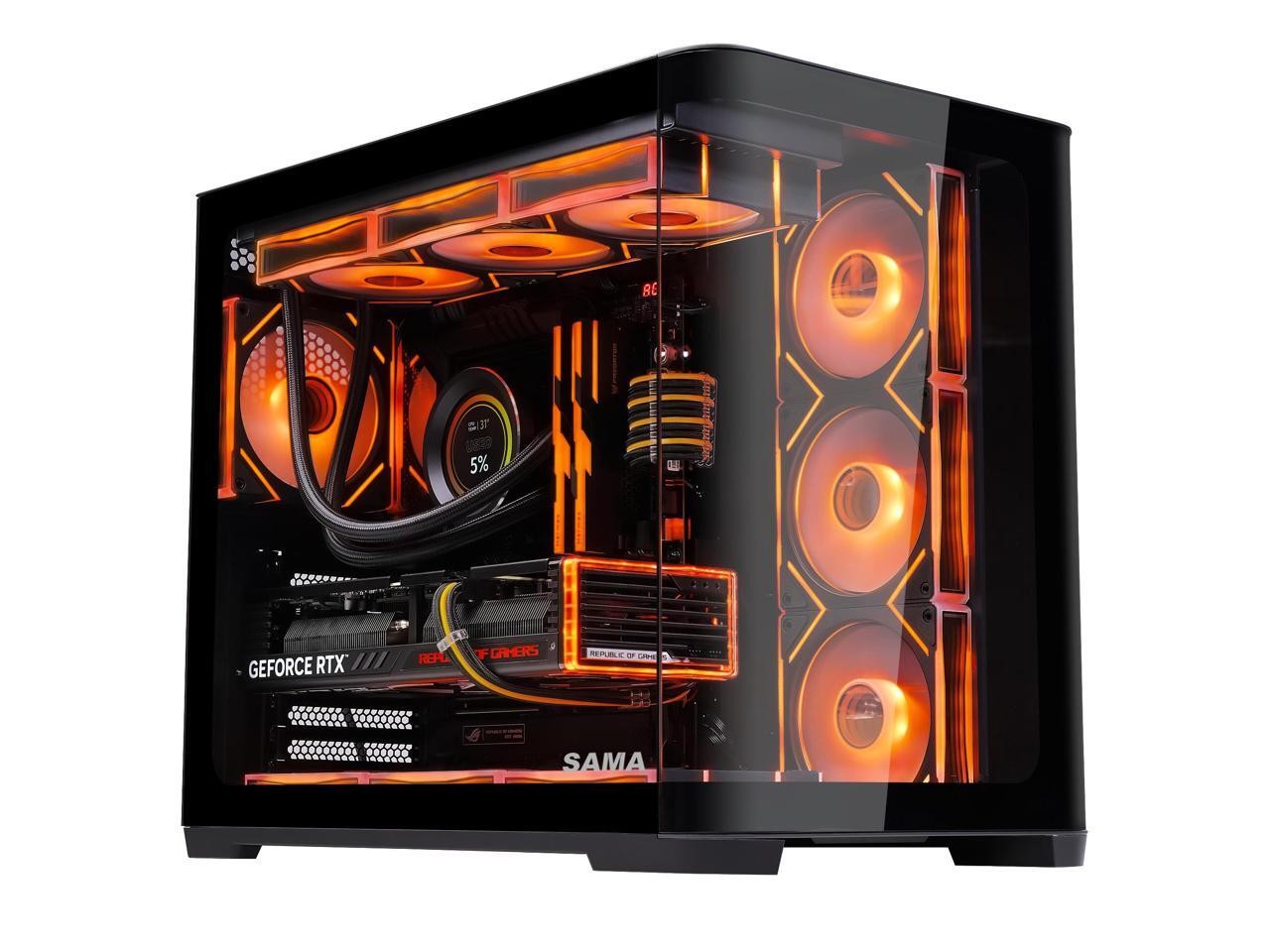 SAMA 2851 ATX Mid-Tower PC Gaming Case, High-Airflow, Sturdy Curved Tempered