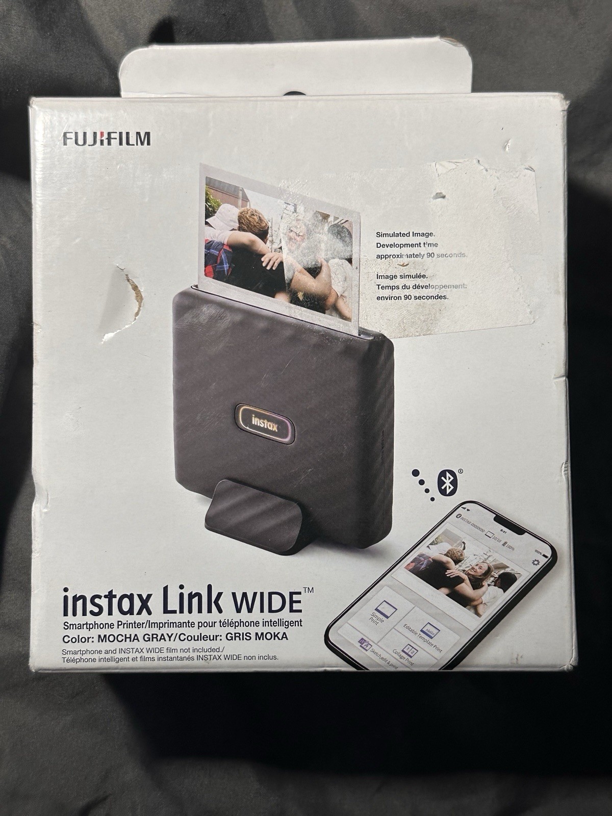 Fujifilm instax Link WIDE Portable Bluetooth Dye-Sublimation Color Printer Gray