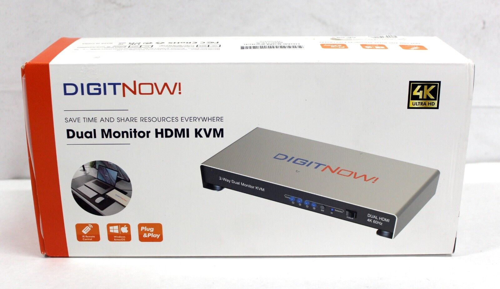 DIGITNOW Dual Monitor HDMI KVM 4K Ultra HD V805-US-S - New