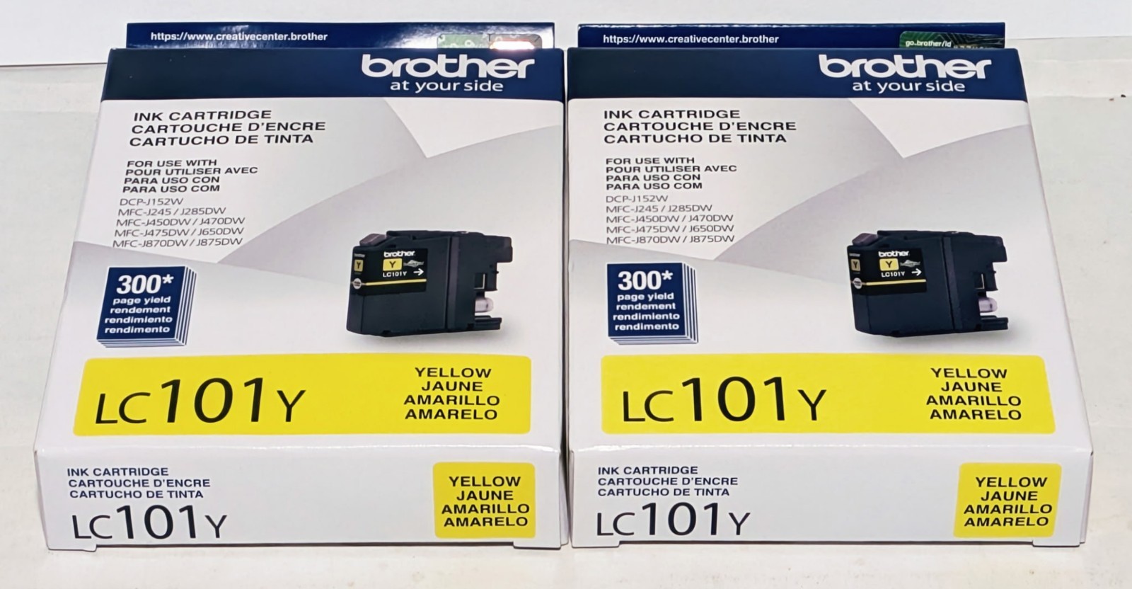 2 Brother Genuine Yellow Ink Cartridges LC101Y Standard Yield Set Of 2 Exp: 2026