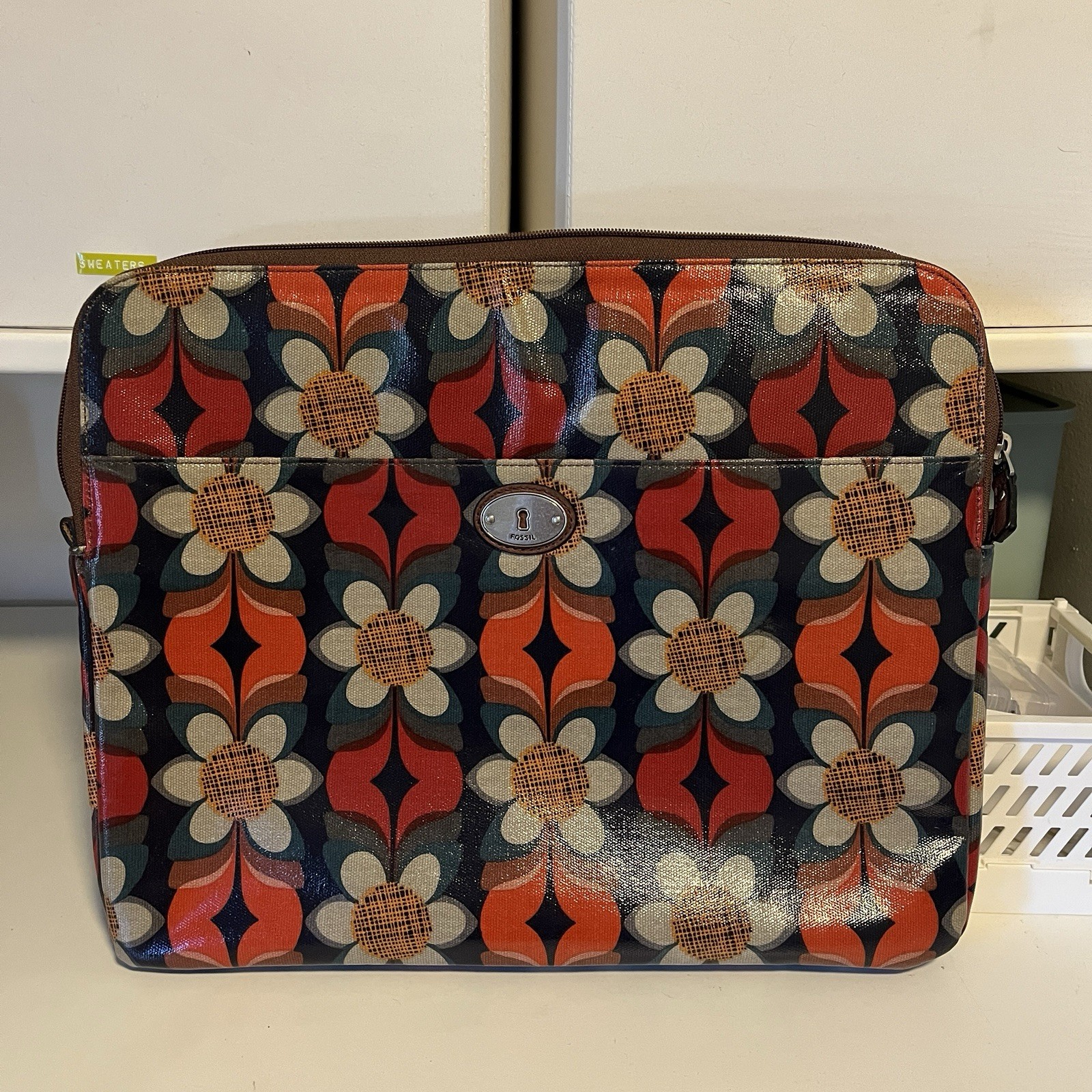 Fossil Bag For Laptop w/ Outside Sleeve, New. Approx 2011 Design. 15” X 12”