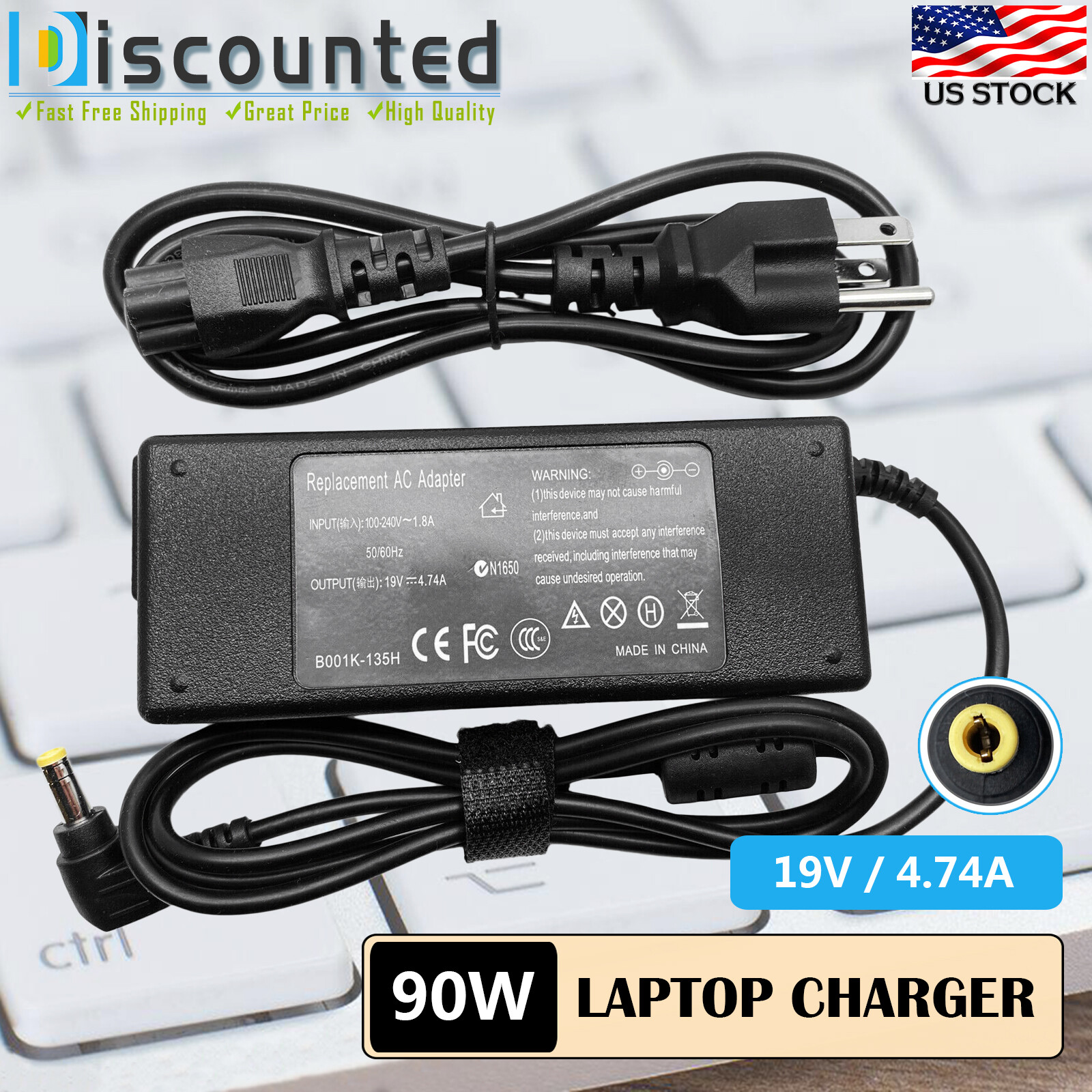 New AC Adapter Power Cord Charger For Fujitsu LifeBook T900 T901 T902 Tablet PC