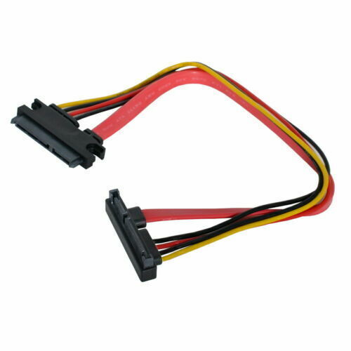 Cablecc Down Angled SATA 3.0 7+15 22 Pin SATA Male to Female Data Power Cable