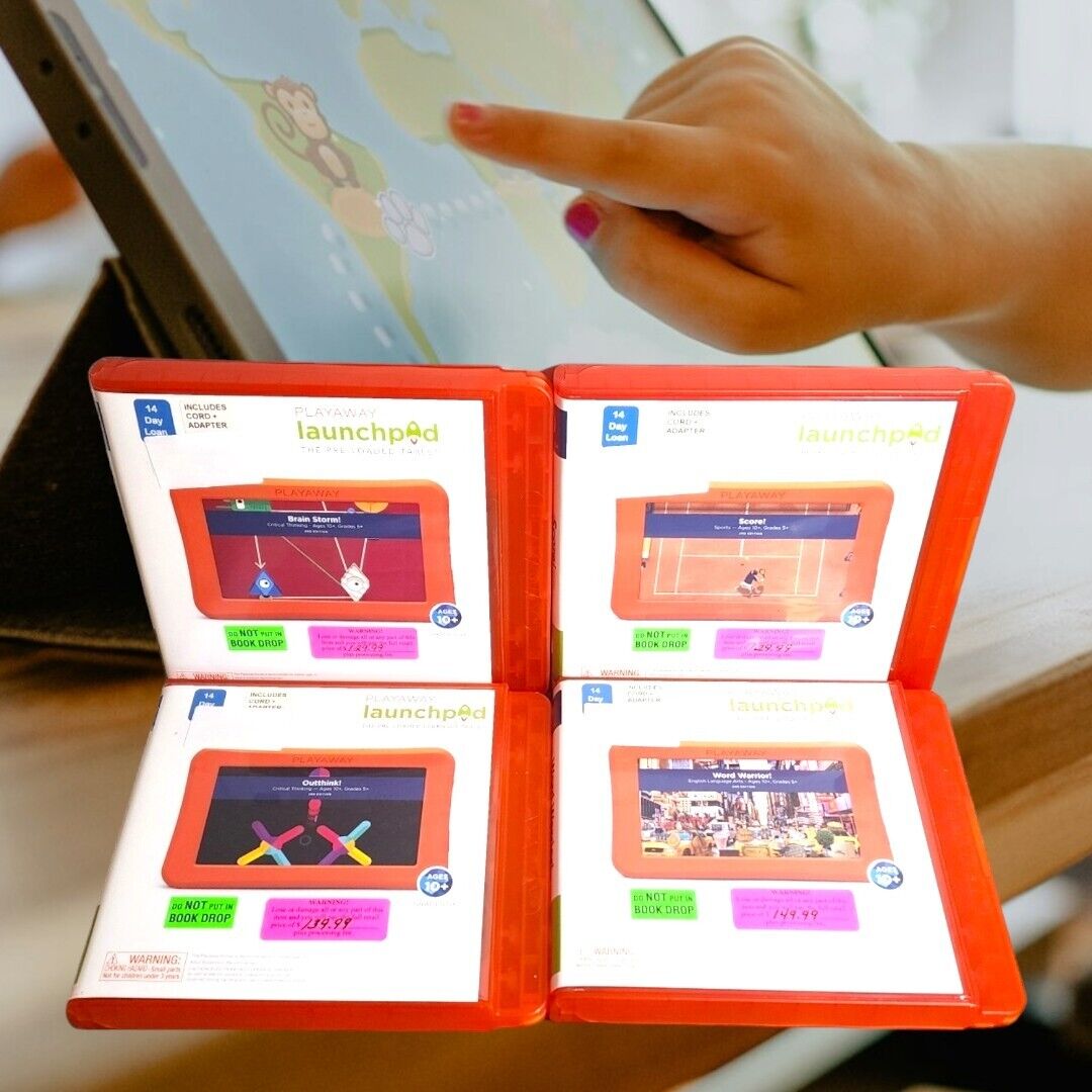 Playaway Launchpad The Pre-Loaded Learning Tablet 4 Lot Bundle Grades 5 Ages 10+