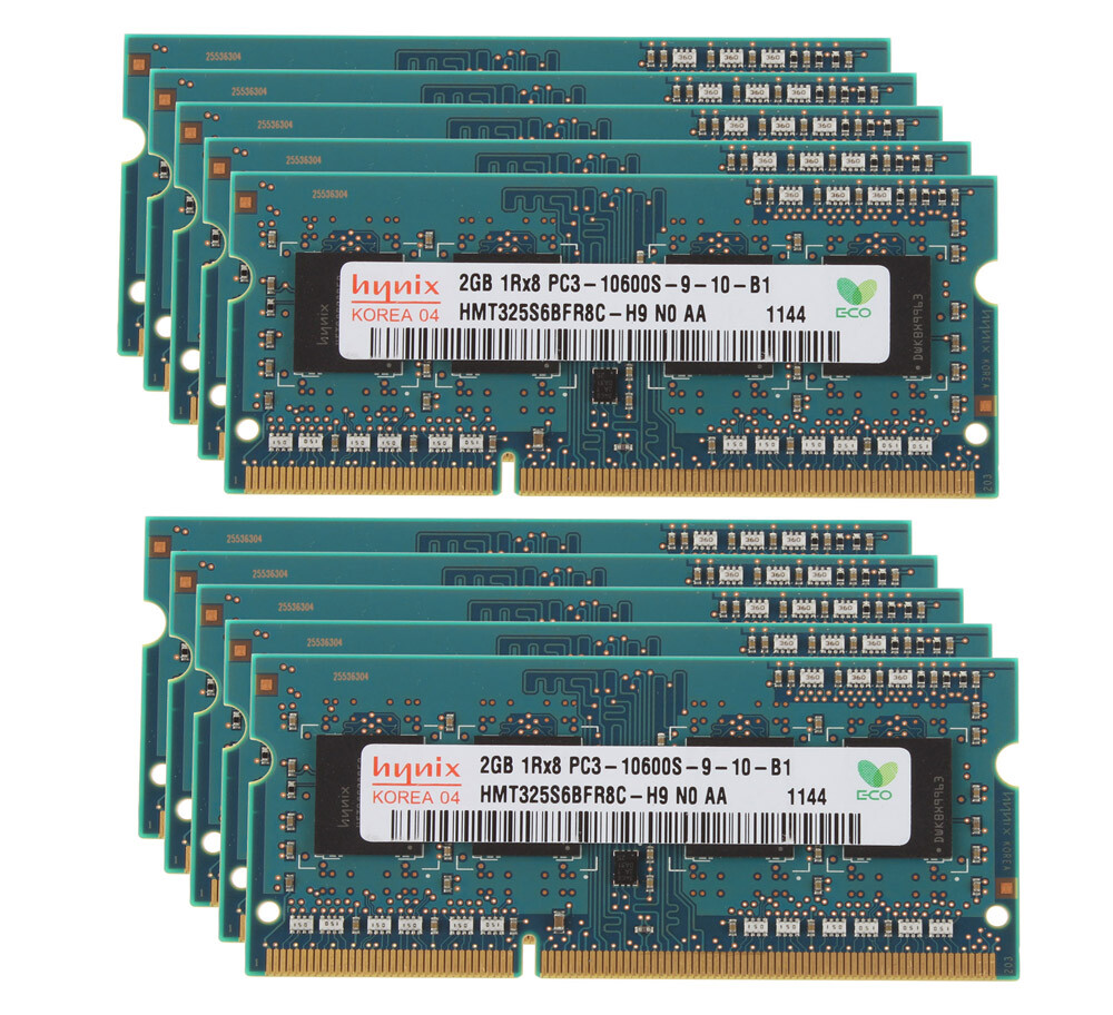 20 GB DDR3 RAM 10X 2 GB 1RX8 1333MHz PC3 10600S SODIMM 204PIN Laptop Memory CL9