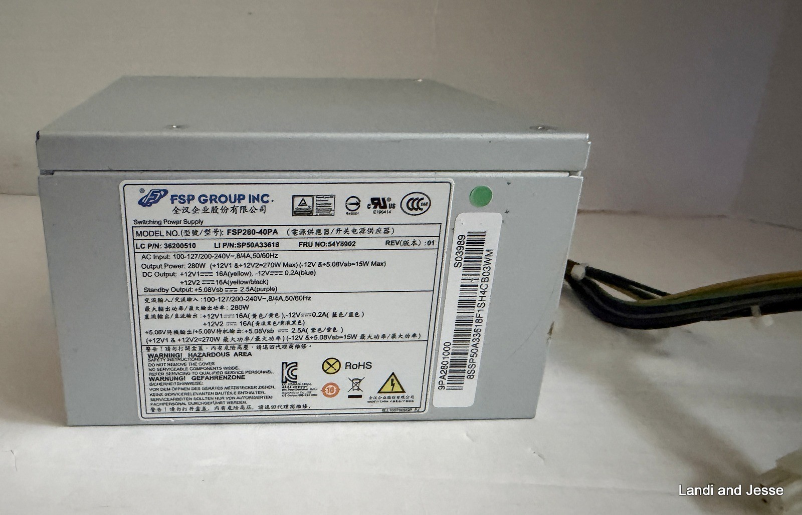 Lenovo ThinkCentre M92 Desktop FSP280-40PA 280W Switching Power Supply- 54Y8902