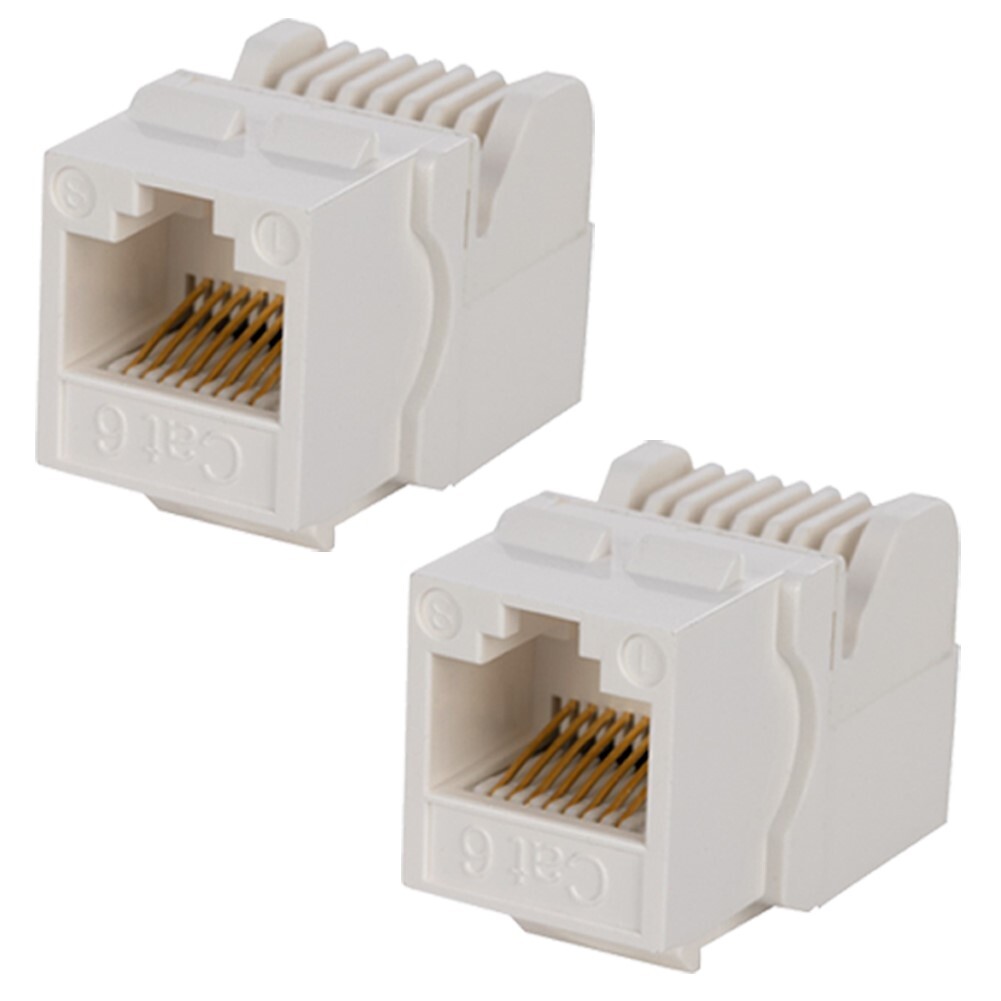 2 Pcs Cat6 RJ45 Tool Less Keystone Jack Ethernet Network For Solid Cables White
