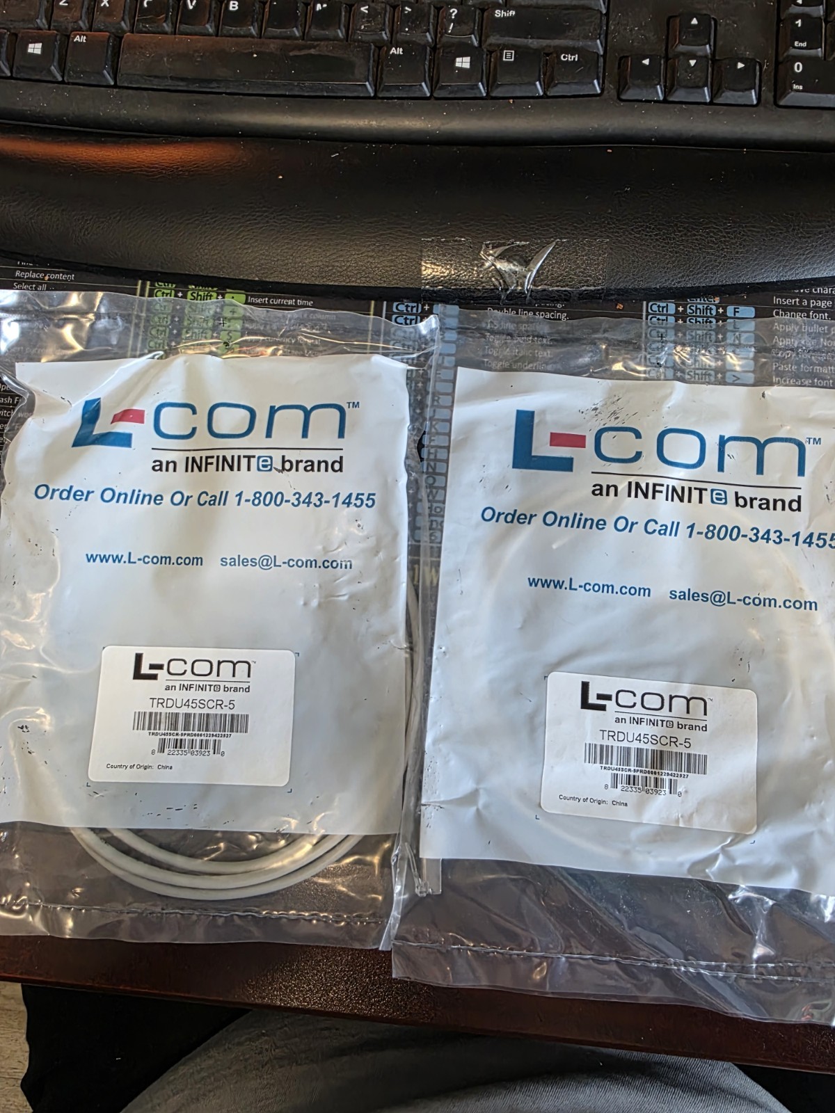 2 pack of Shielded Cat. 5 USOC-4 Patch Cable, RJ11 / RJ11, 5.0 ft