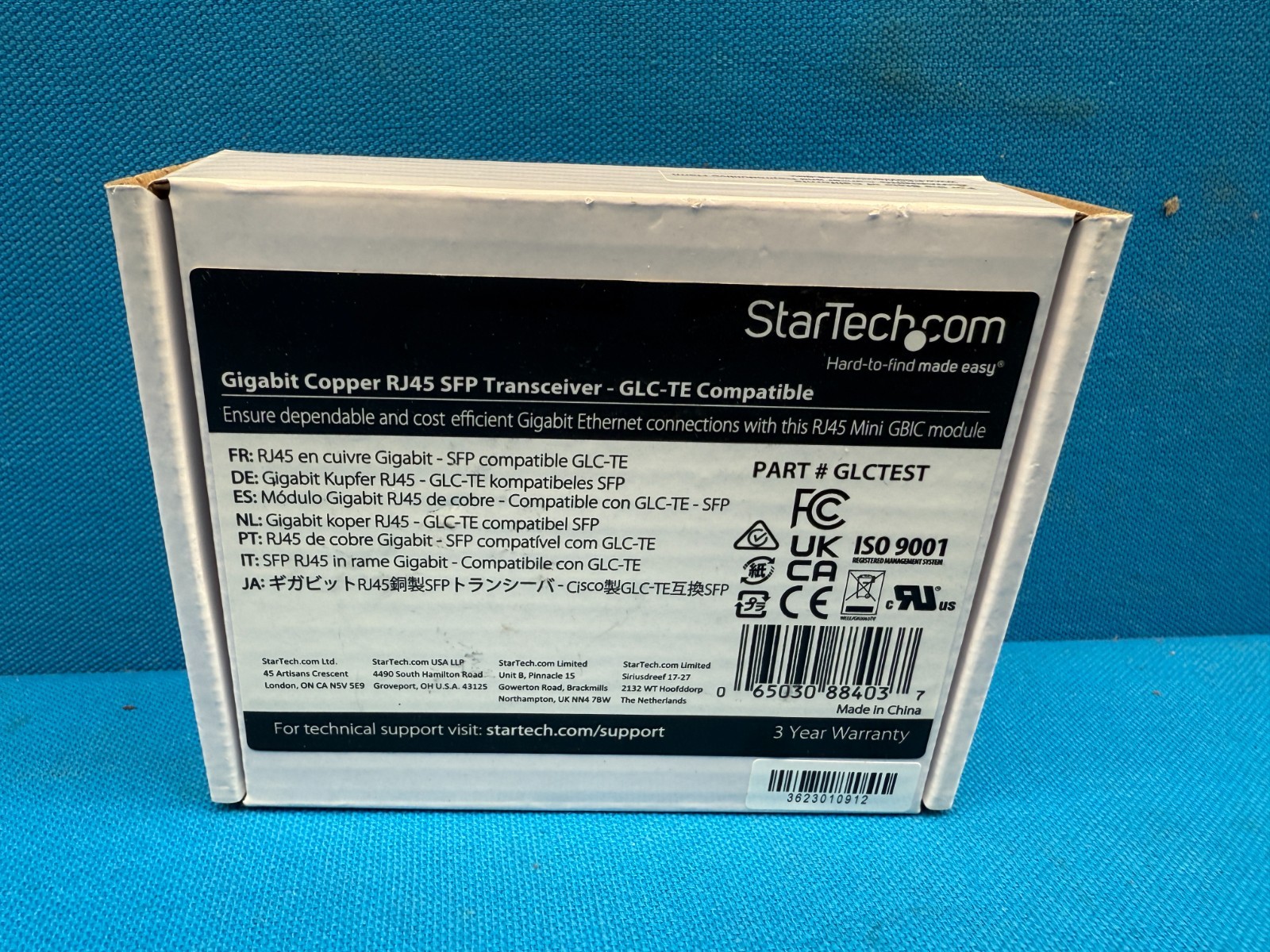 StarTech GLCTEST Cisco Gigabit RJ45 Copper 1000Mbps SFP Transceiver